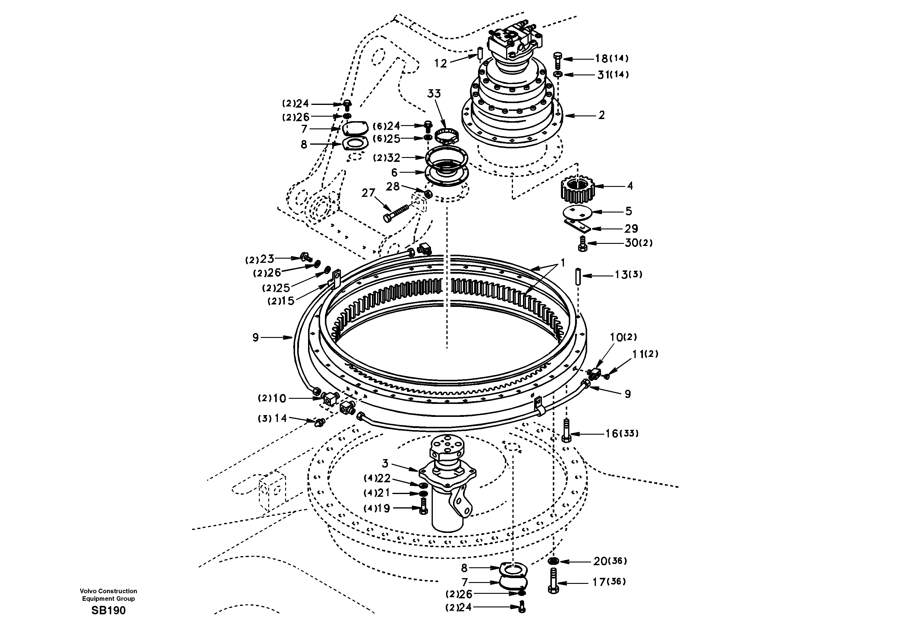 Схема запчастей Volvo EC240 - 50793 Swing system 