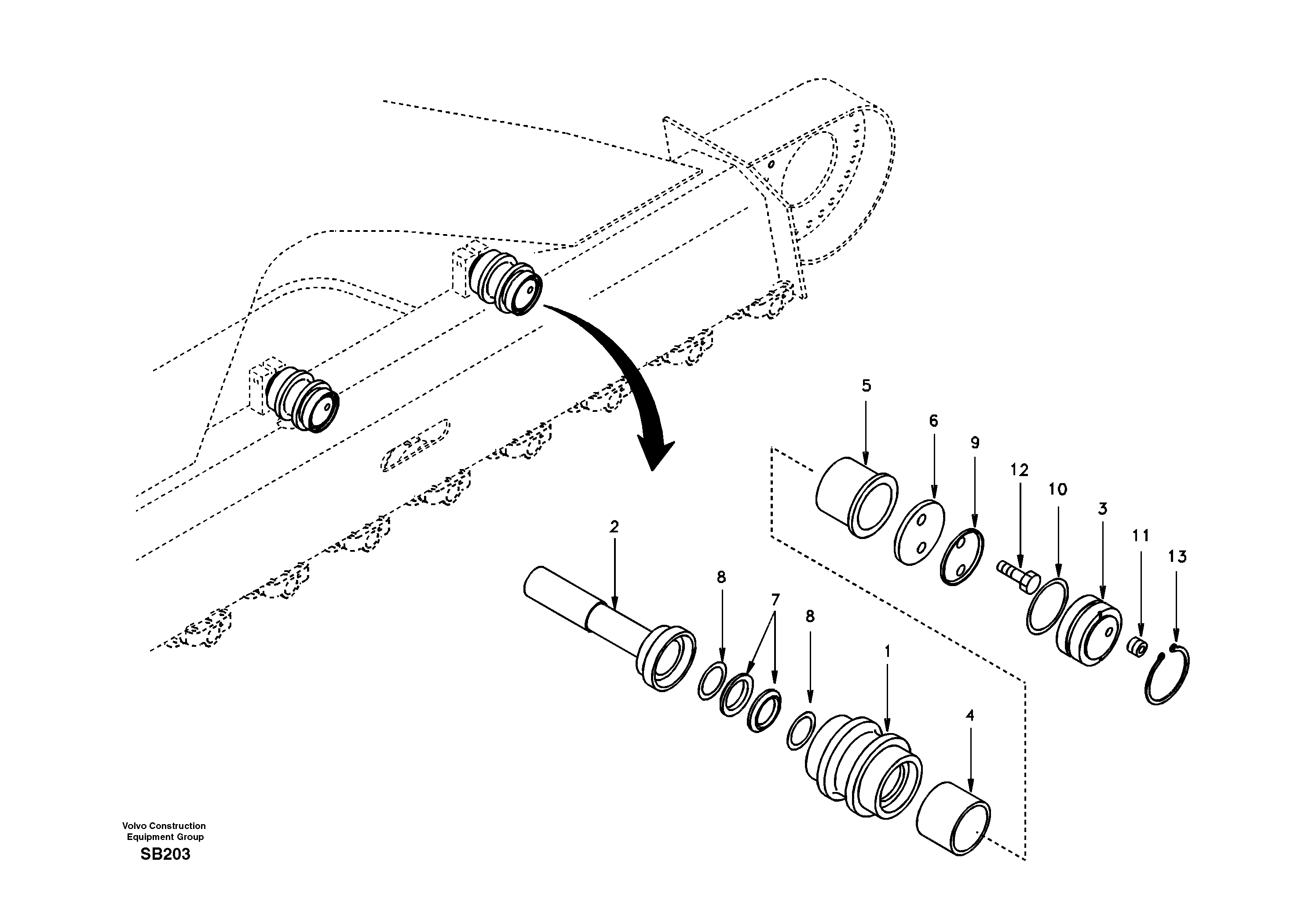 Схема запчастей Volvo EC240 - 11375 Top roller 