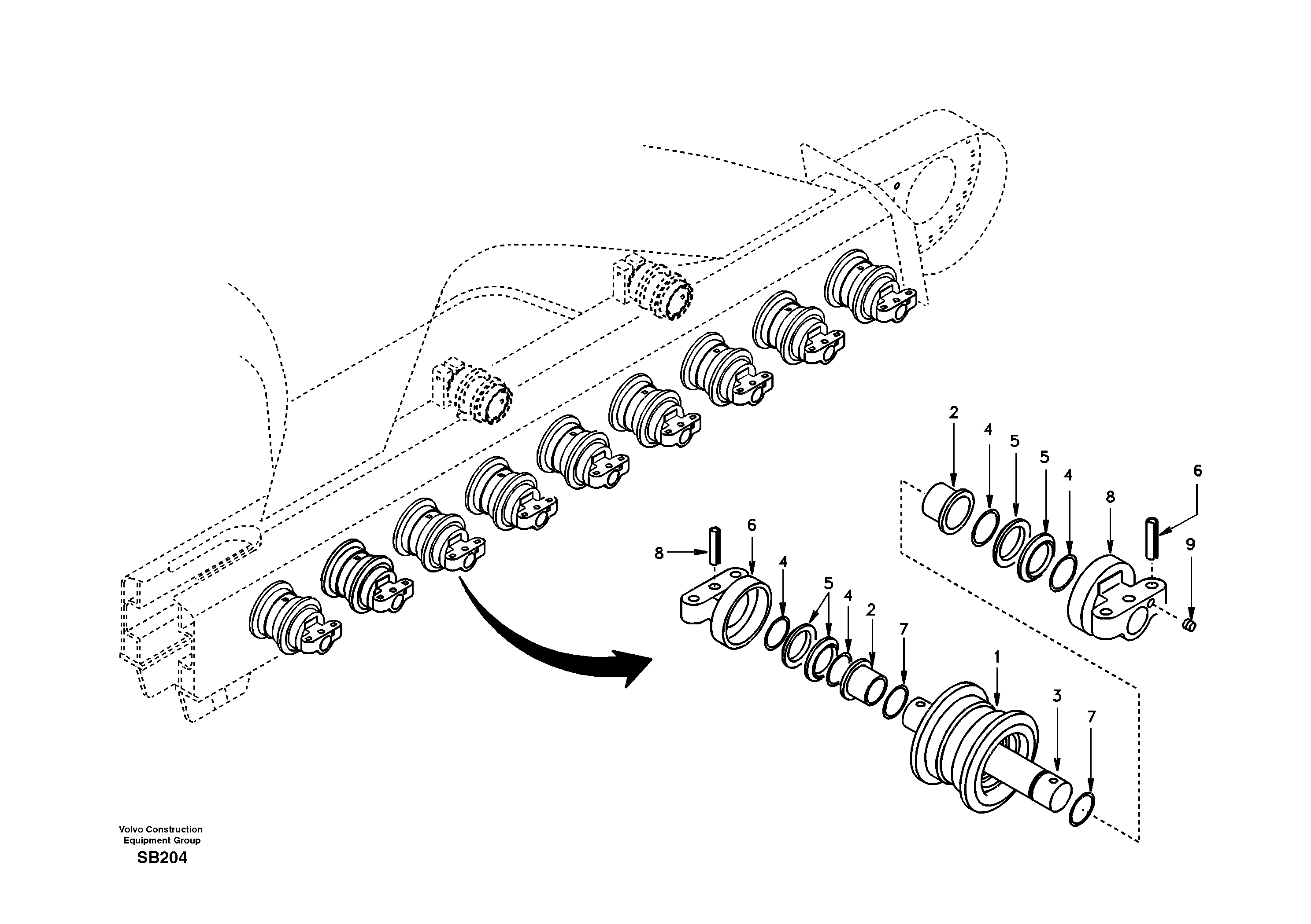 Схема запчастей Volvo EC240 - 12798 Bottom roller 