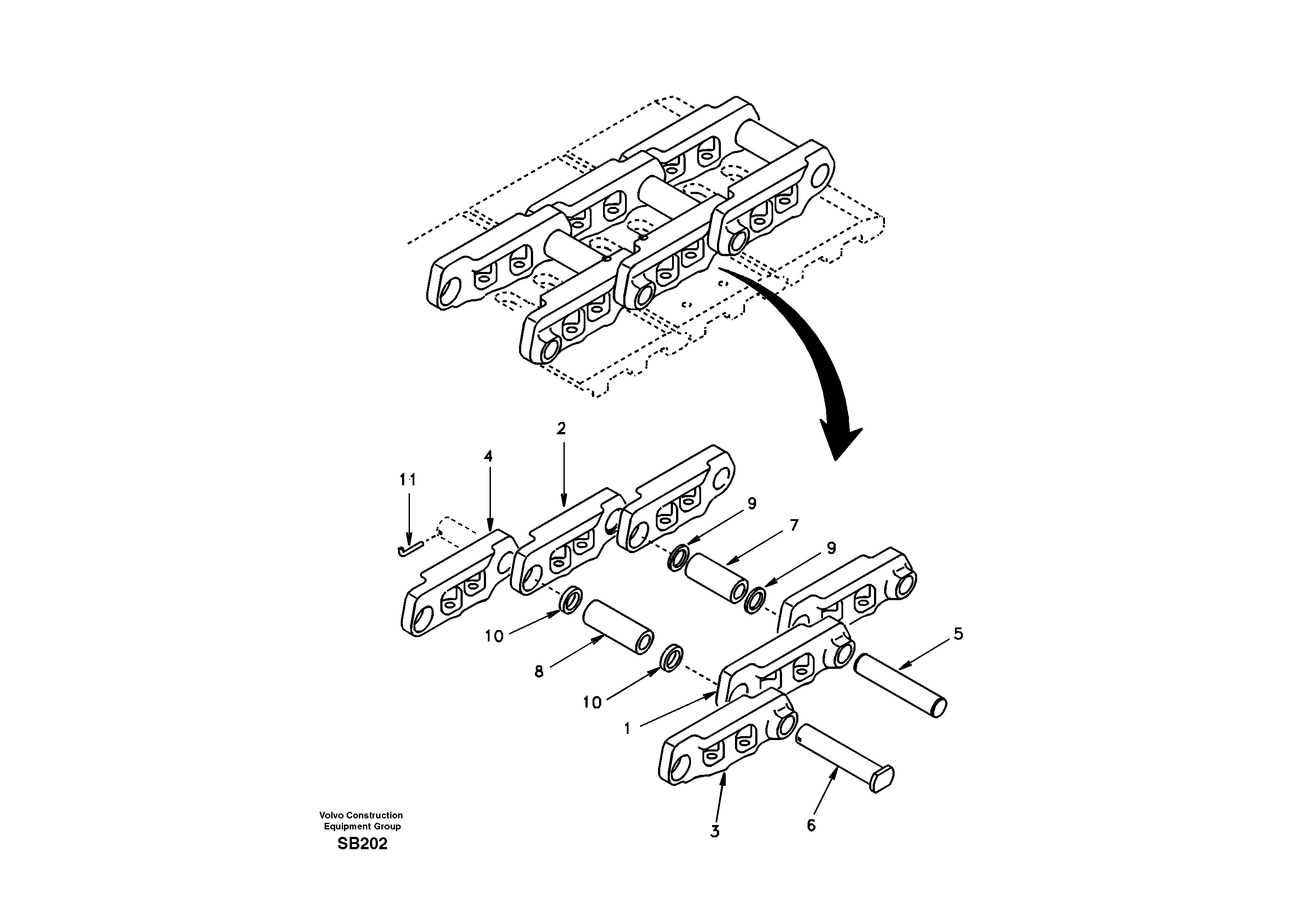 Схема запчастей Volvo EC240 - 28974 Гусеничная цепь 