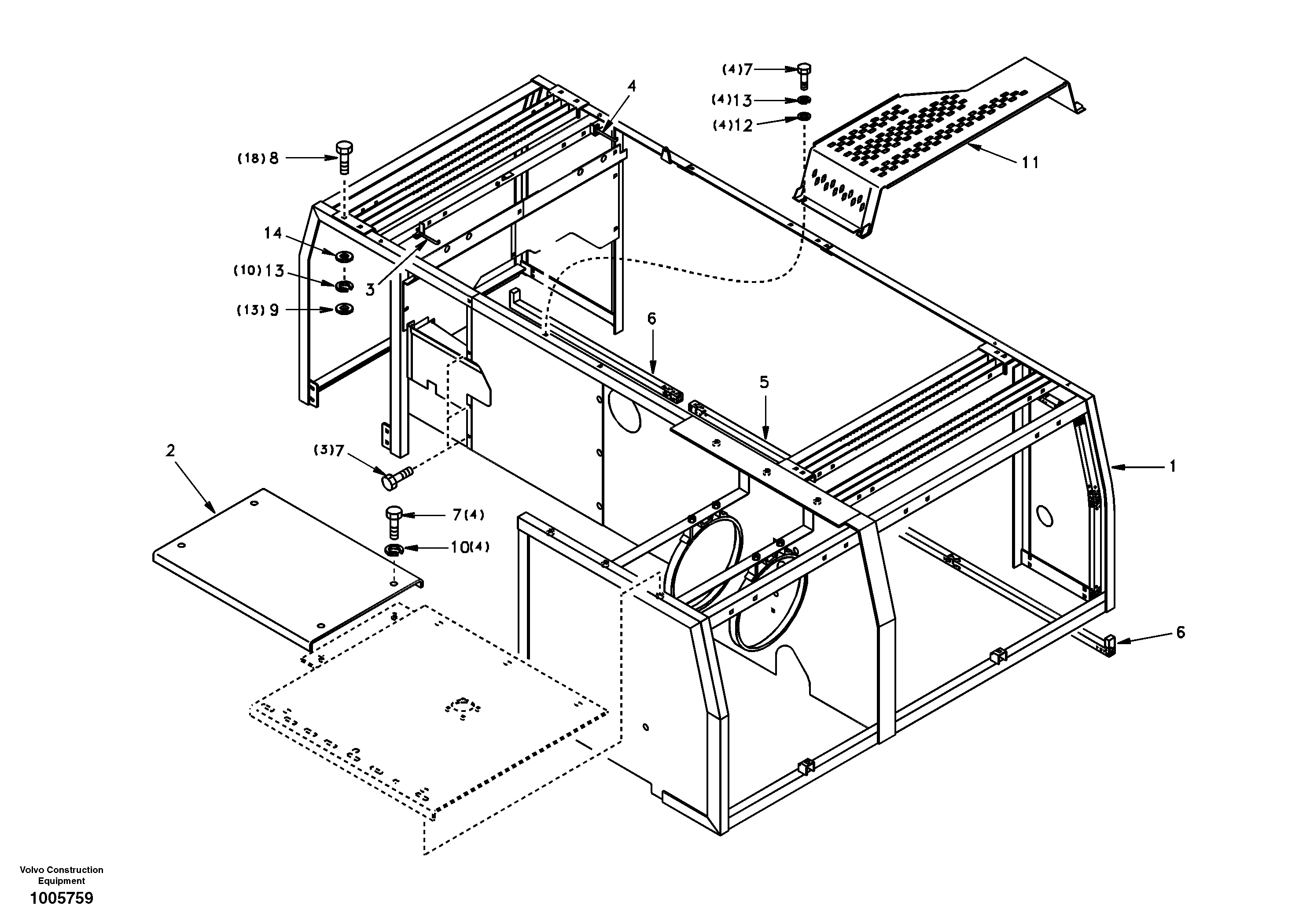 Схема запчастей Volvo EC240 - 5709 Cowl frame, cover and hood 