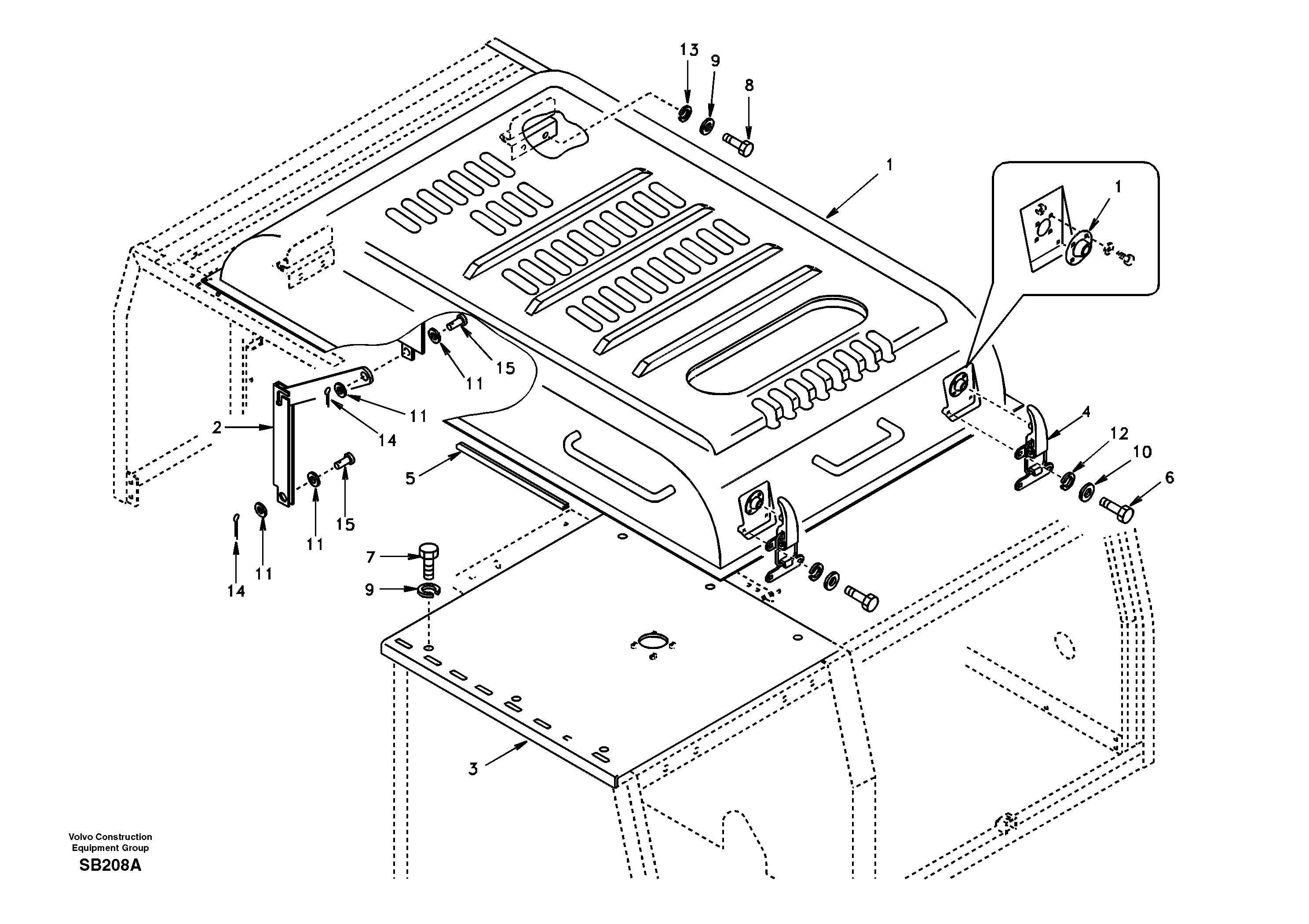 Схема запчастей Volvo EC240 - 5710 Cowl frame, cover and hood 