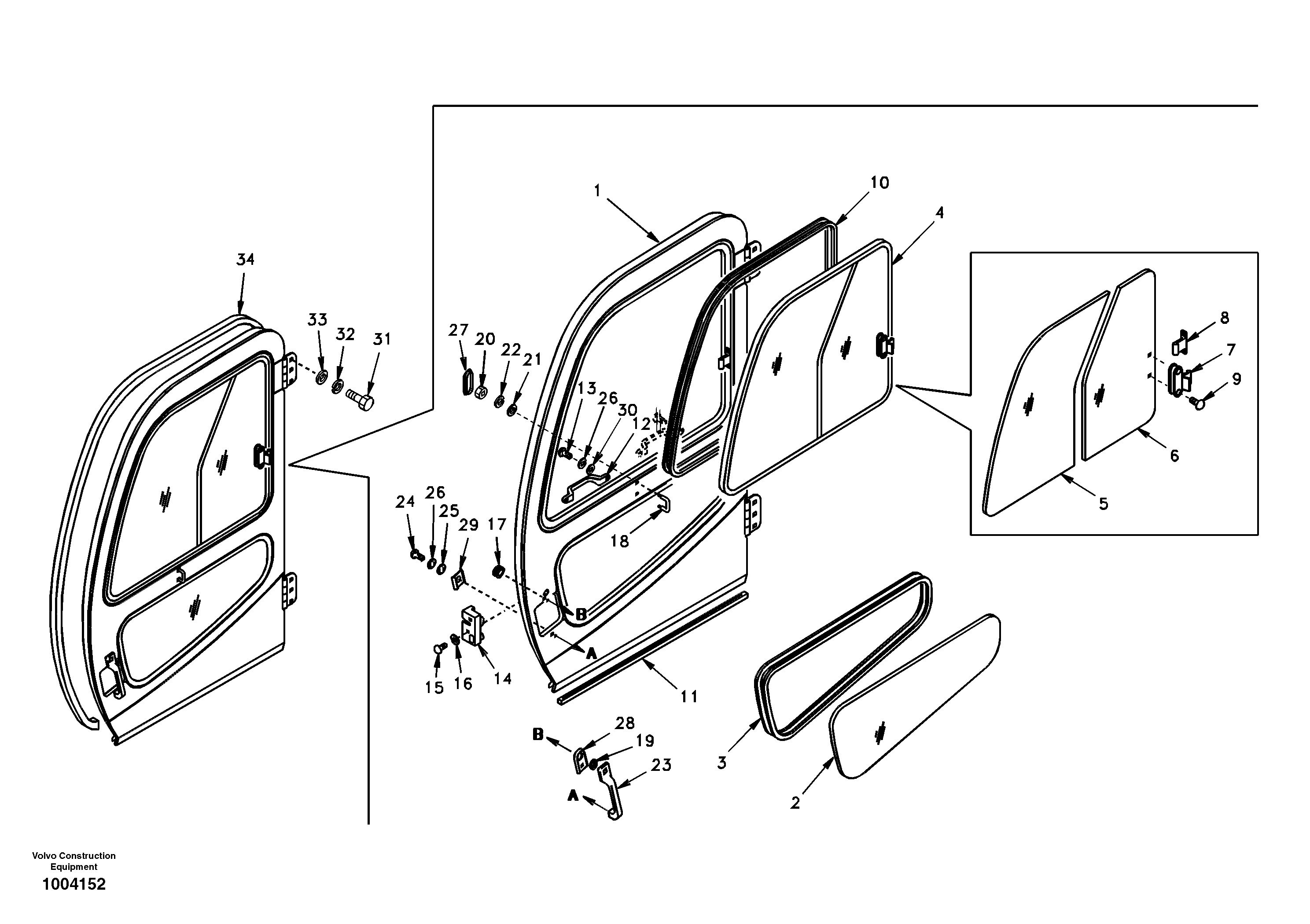 Схема запчастей Volvo EC240 - 38479 Door, operators cab 