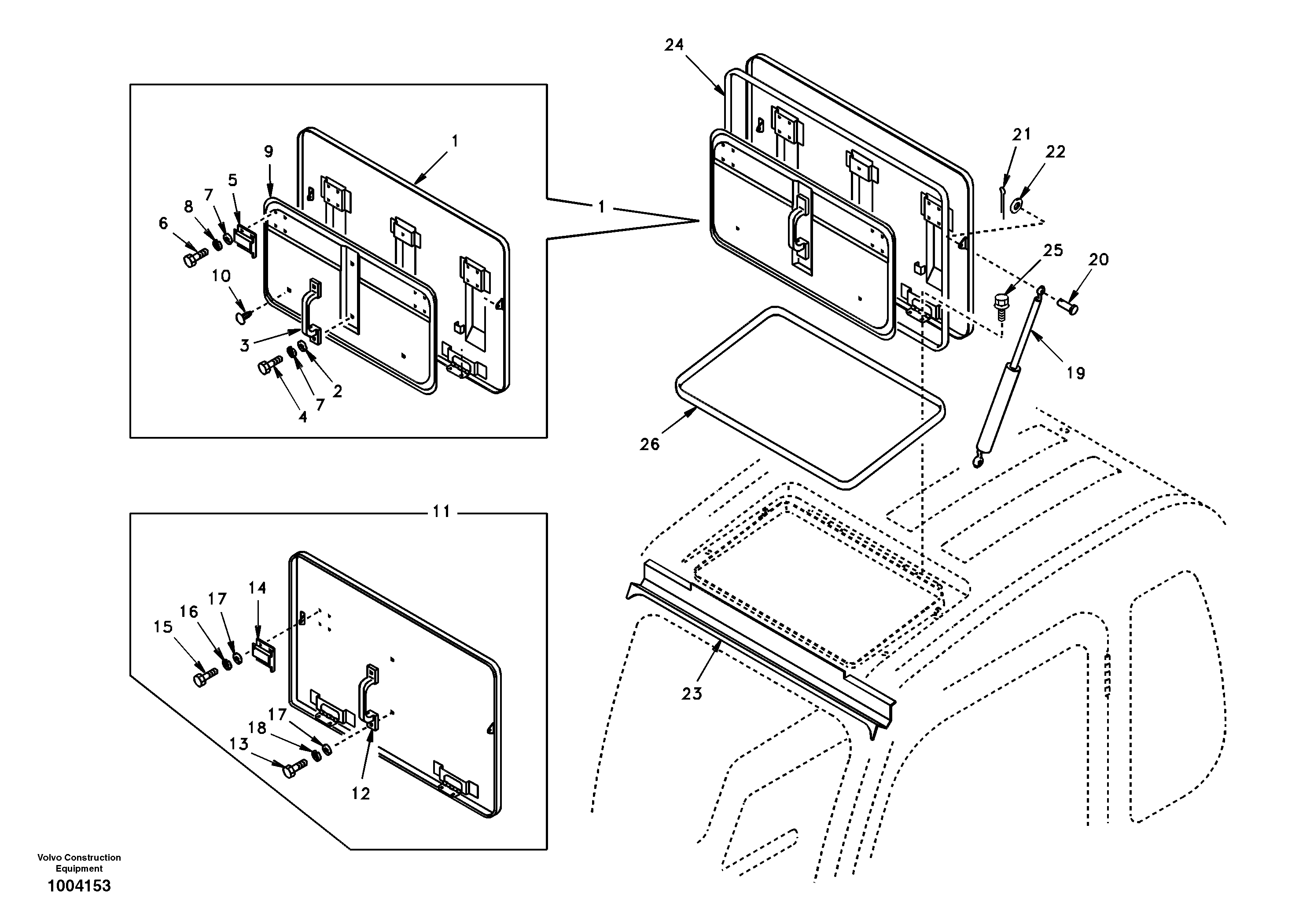 Схема запчастей Volvo EC240 - 11433 Roof hatch 