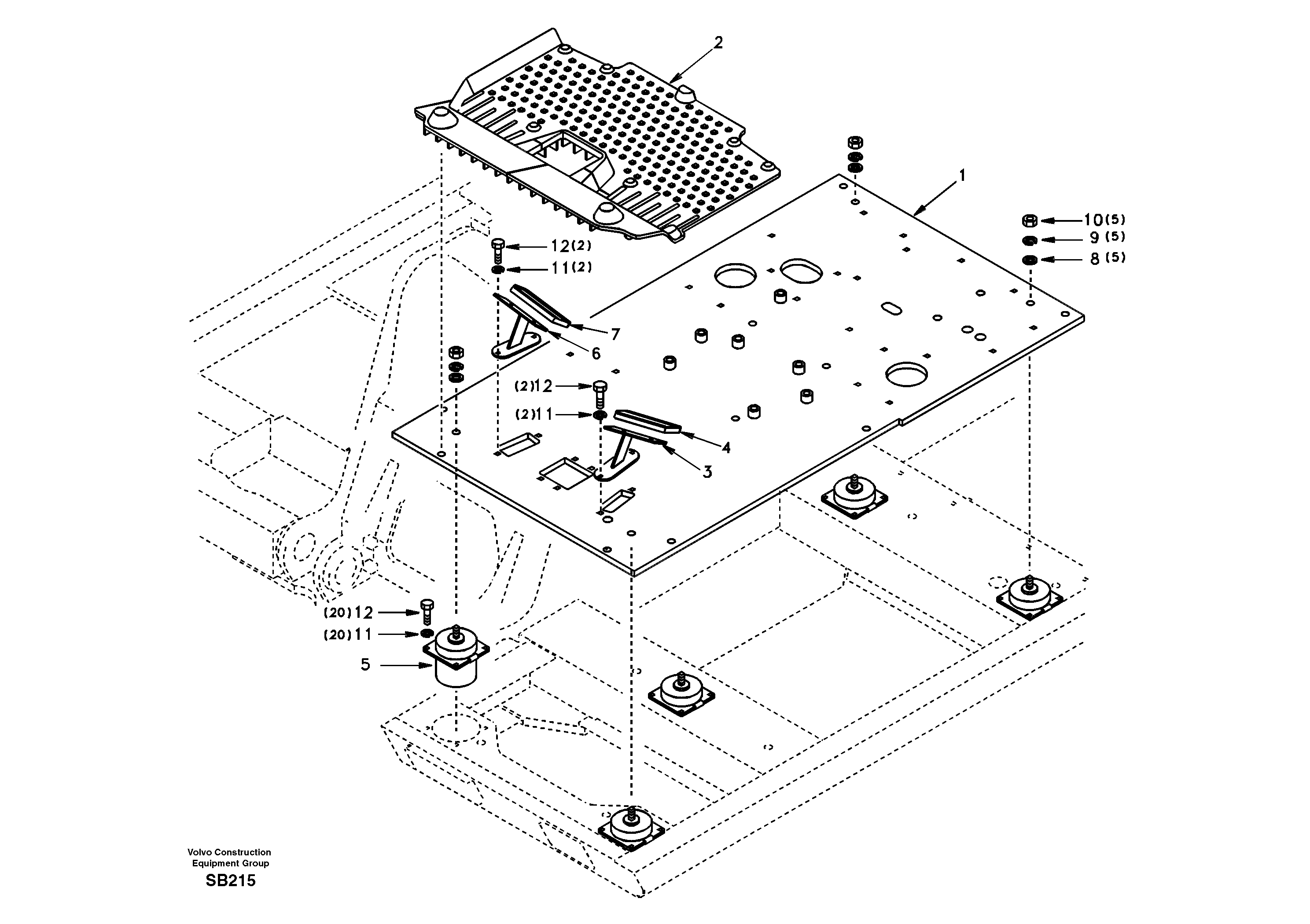 Схема запчастей Volvo EC240 - 101567 Cabin floor 