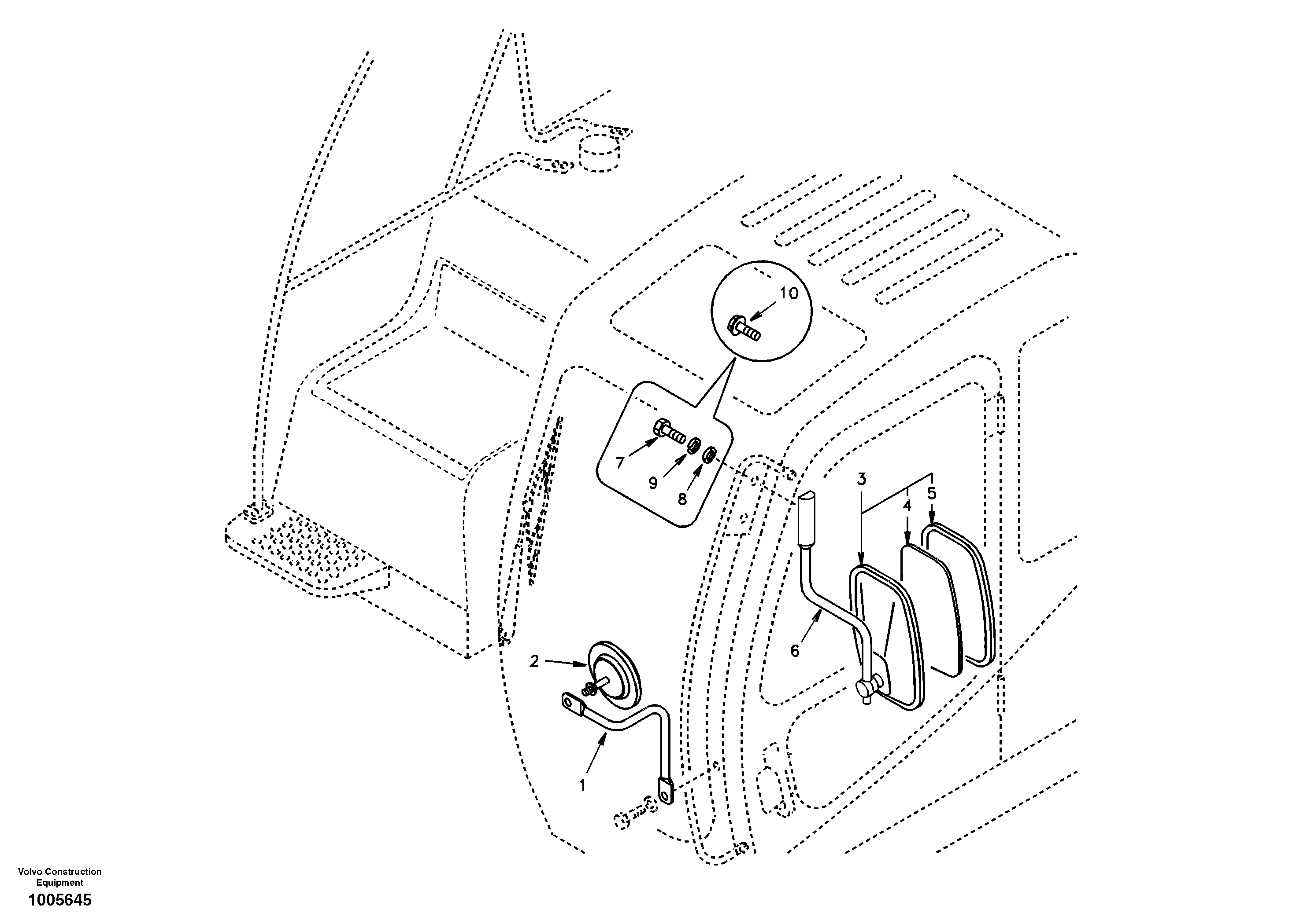 Схема запчастей Volvo EC240 - 38480 Rear view mirror 