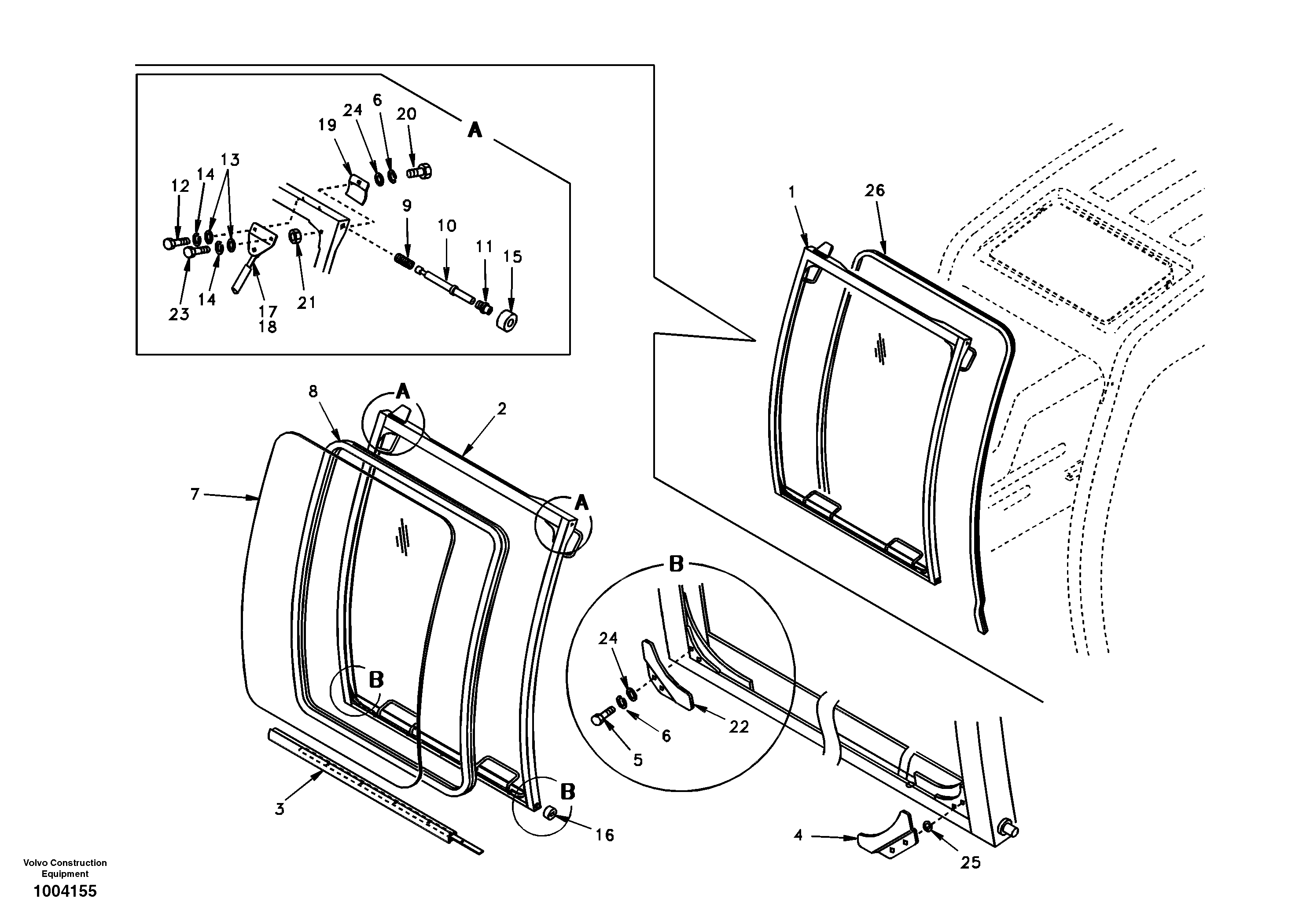 Схема запчастей Volvo EC240 - 38665 Стекло лобовое (ветровое) 