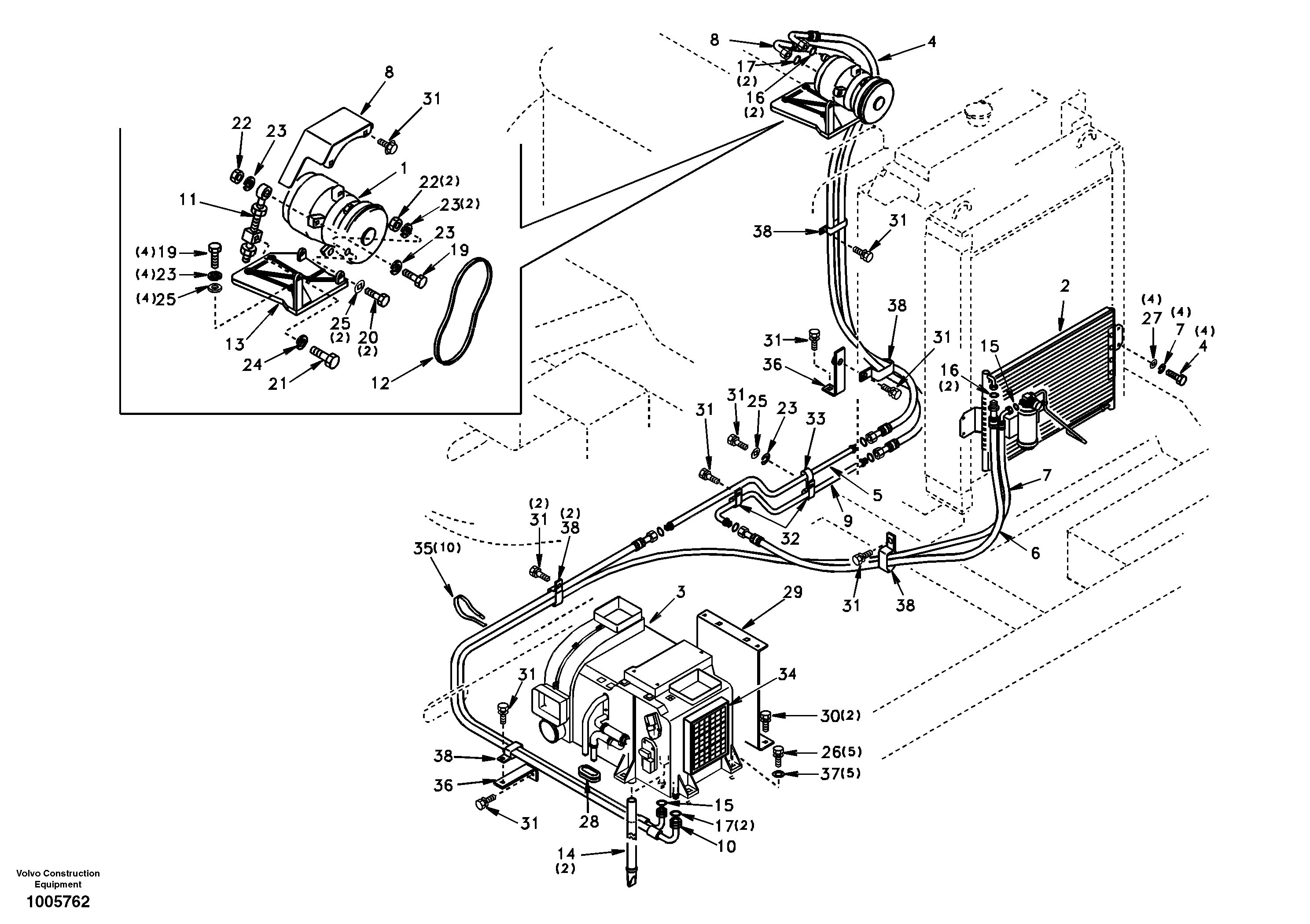 Схема запчастей Volvo EC240 - 55044 Air conditioning unit line 