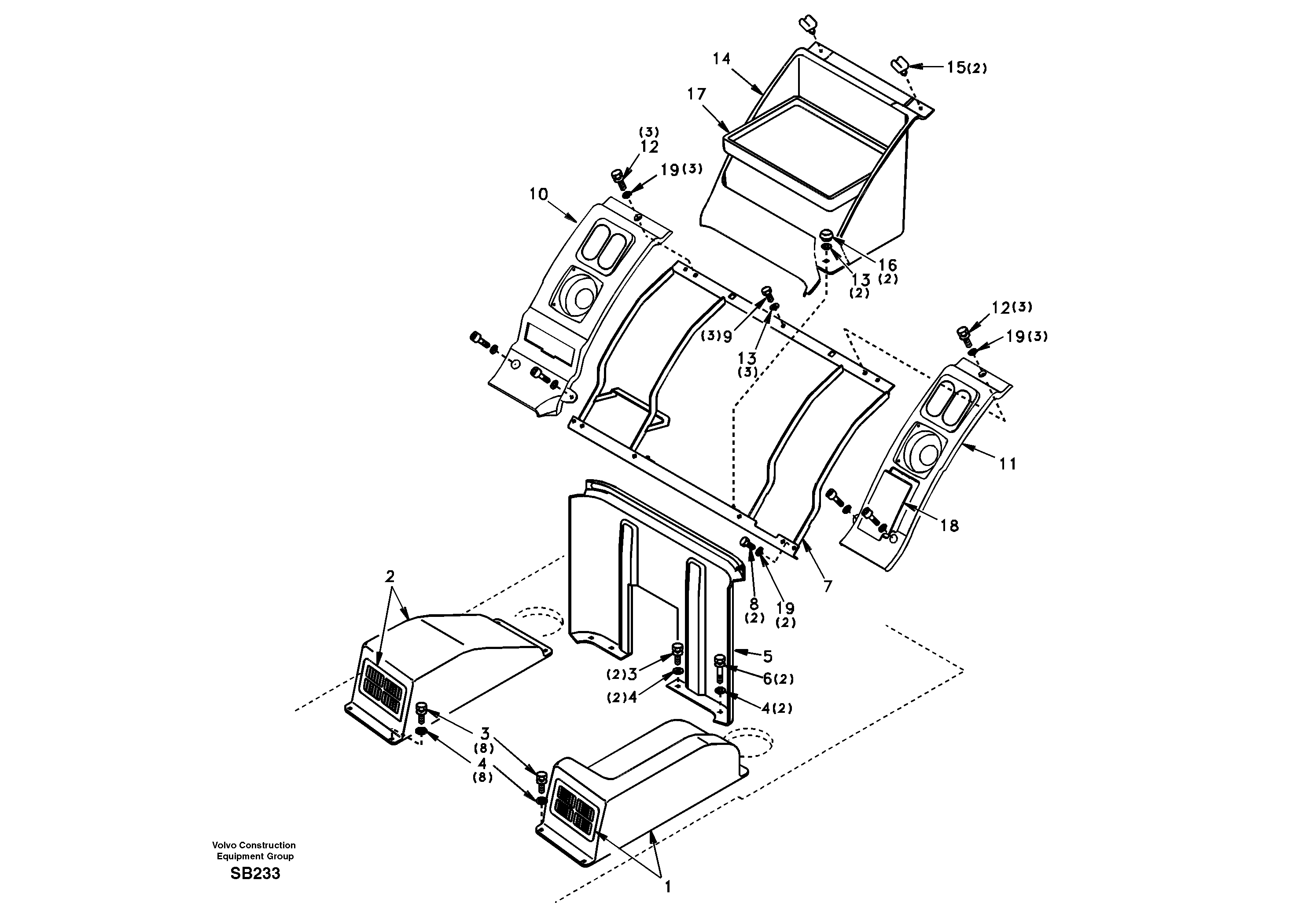 Схема запчастей Volvo EC240 - 11446 Instrument panel, radio panel 