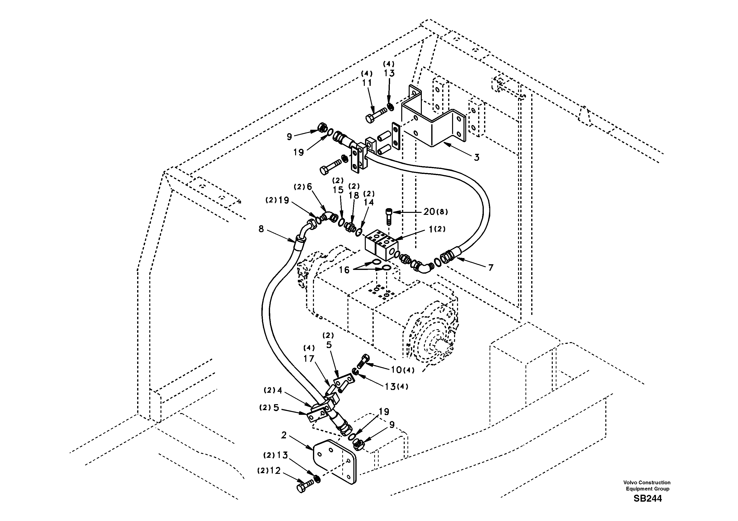 Схема запчастей Volvo EC240 - 75388 Hydraulic system, hydraulic pump pulse damper 