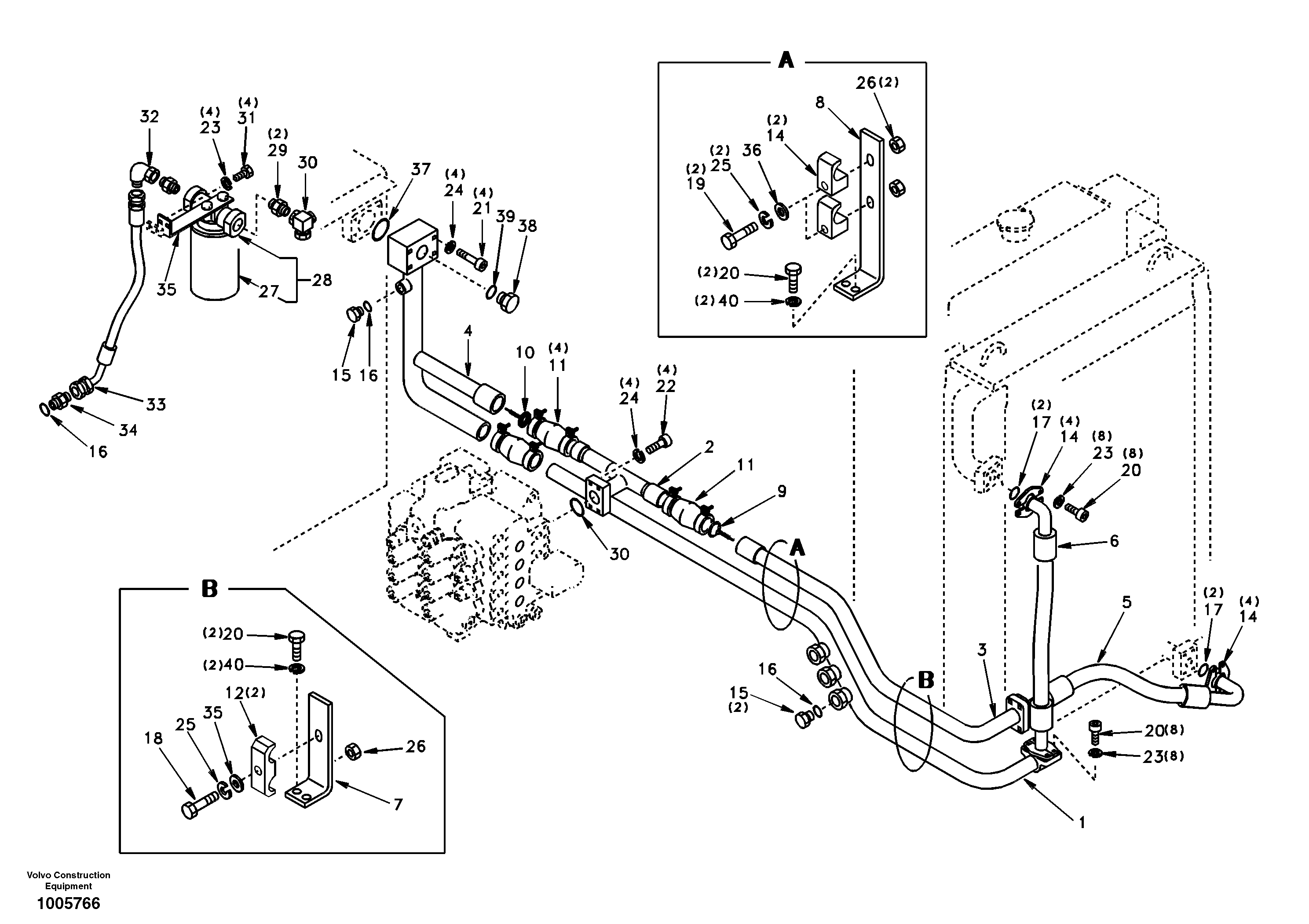 Схема запчастей Volvo EC240 - 81147 Hydraulic system, hydraulic tank to hydraulic oil cooler 