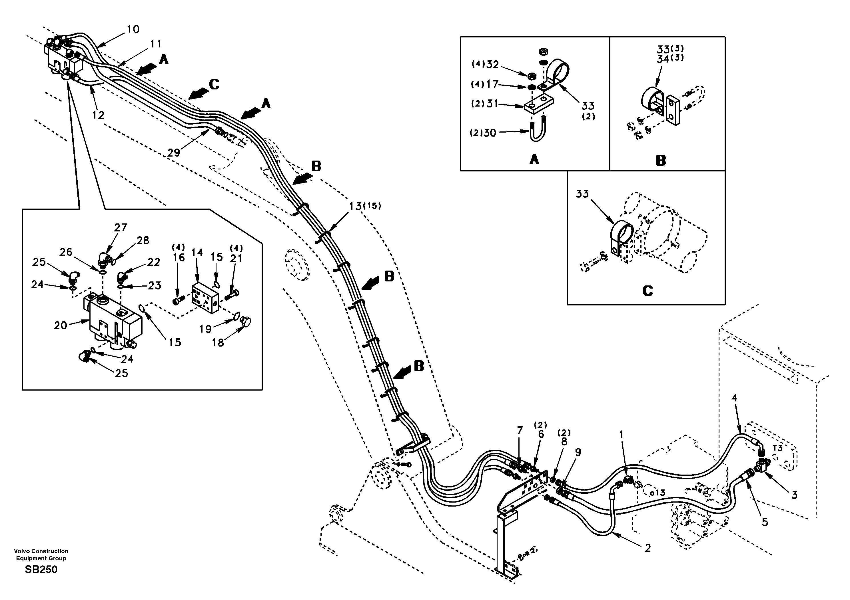 Схема запчастей Volvo EC240 - 2298 Working hydraulic, dipper arm rupture 