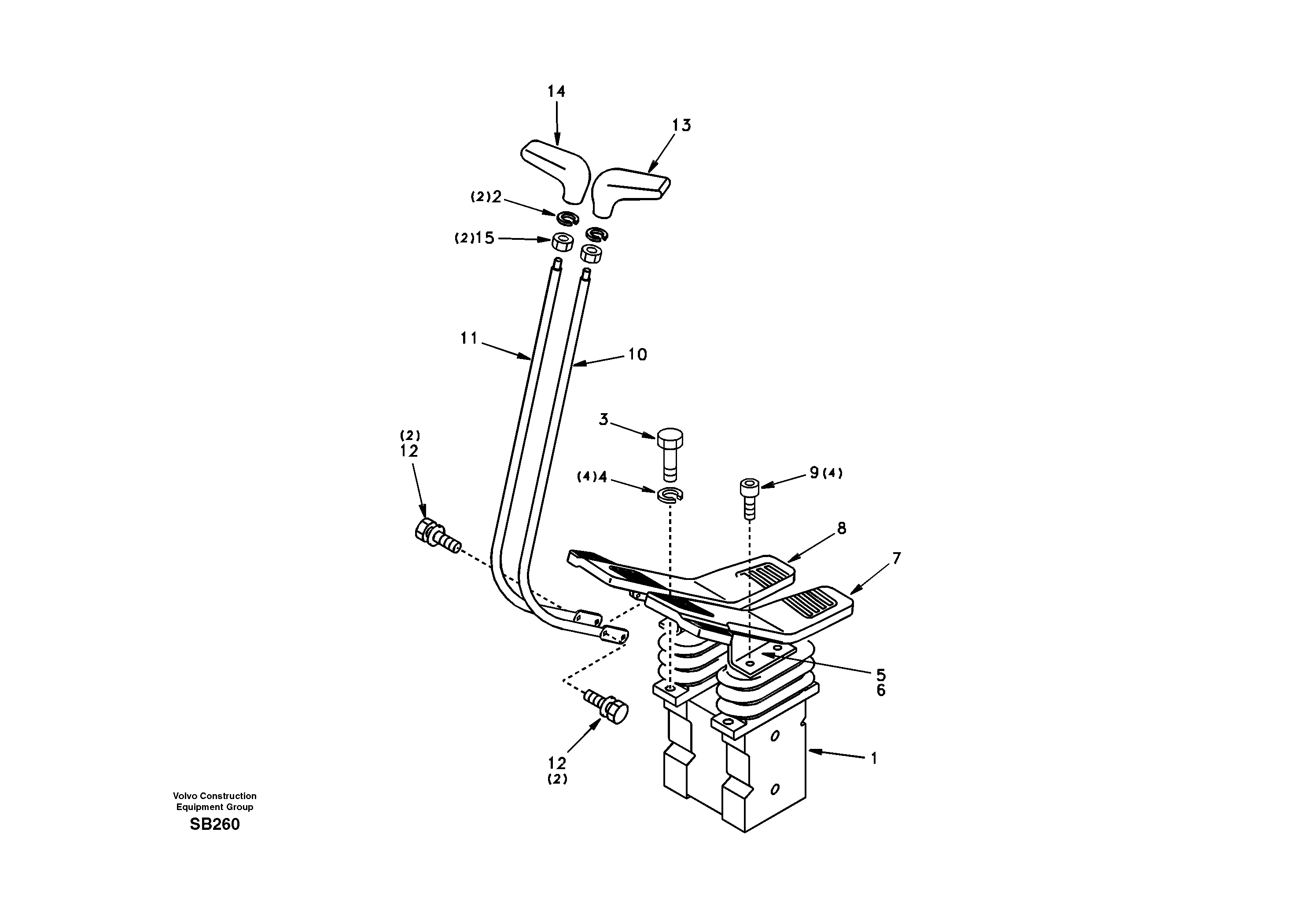 Схема запчастей Volvo EC240 - 33524 Remote control valve pedal with fitting parts 