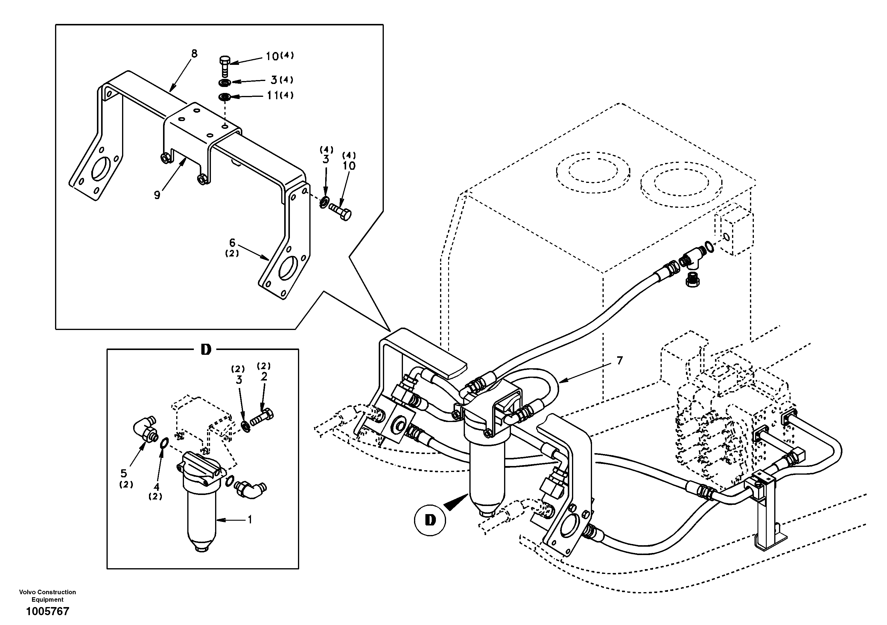 Схема запчастей Volvo EC240 - 24179 Working hydraulic, hammer and shear for return filter 