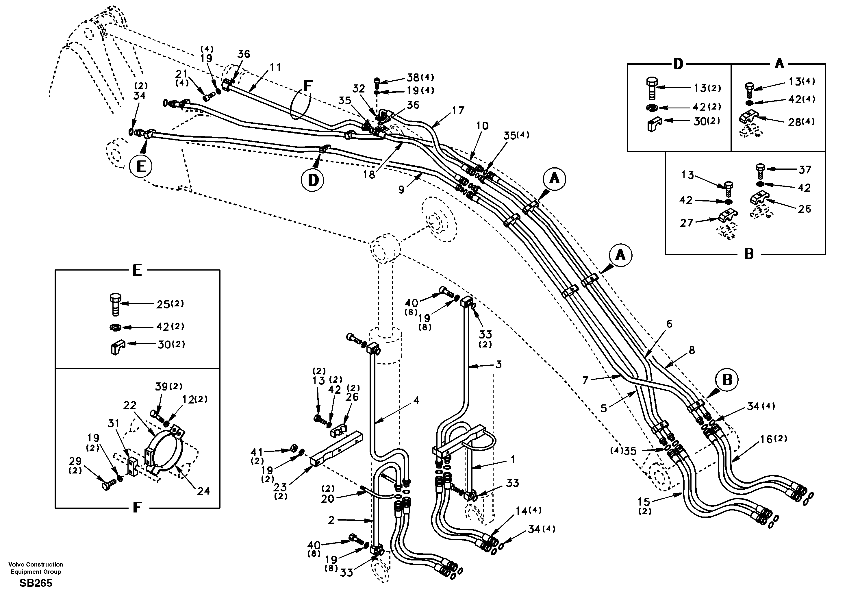 Схема запчастей Volvo EC240 - 40337 Working hydraulic, boom 