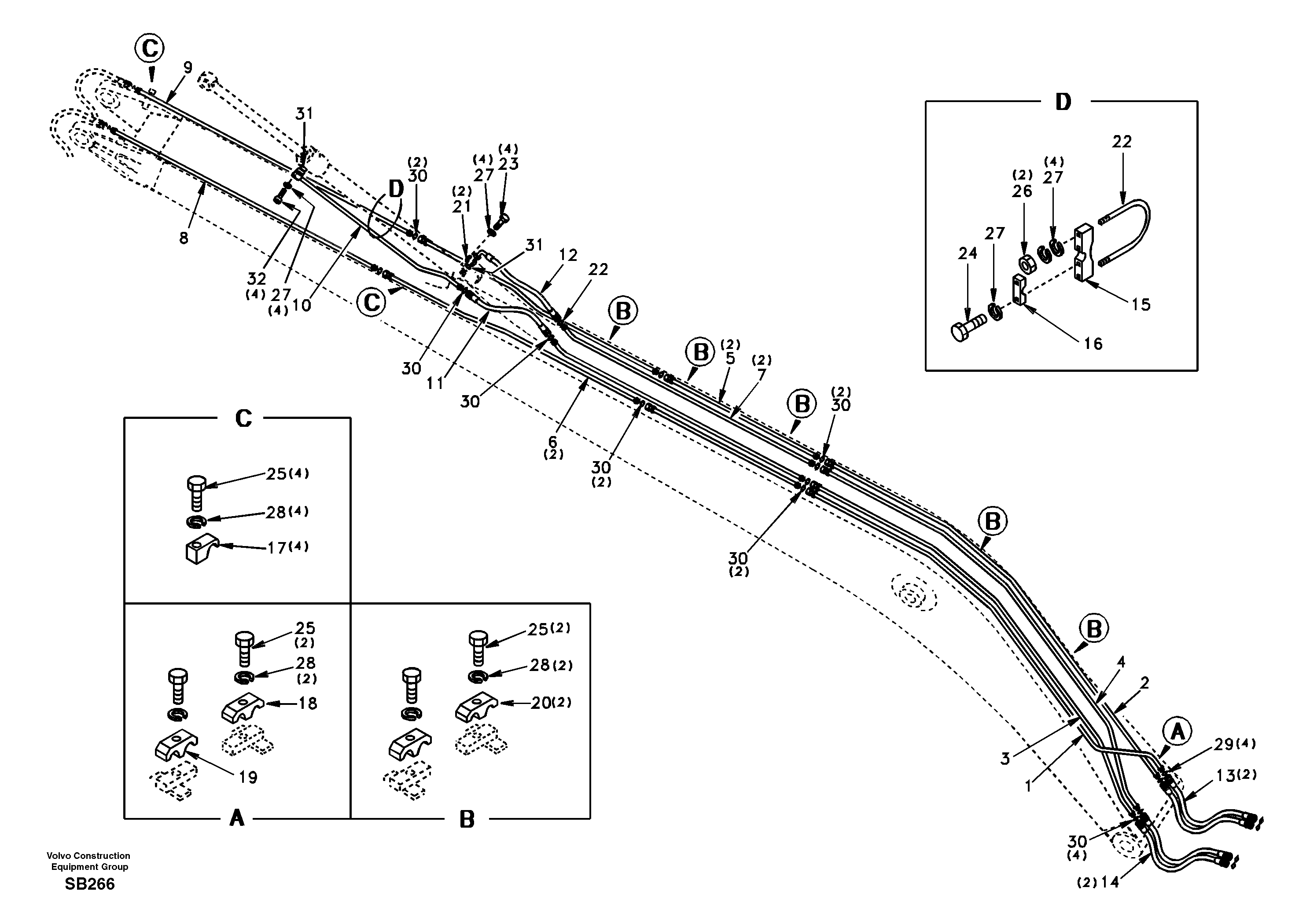 Схема запчастей Volvo EC240 - 40346 Working hydraulic, long boom 