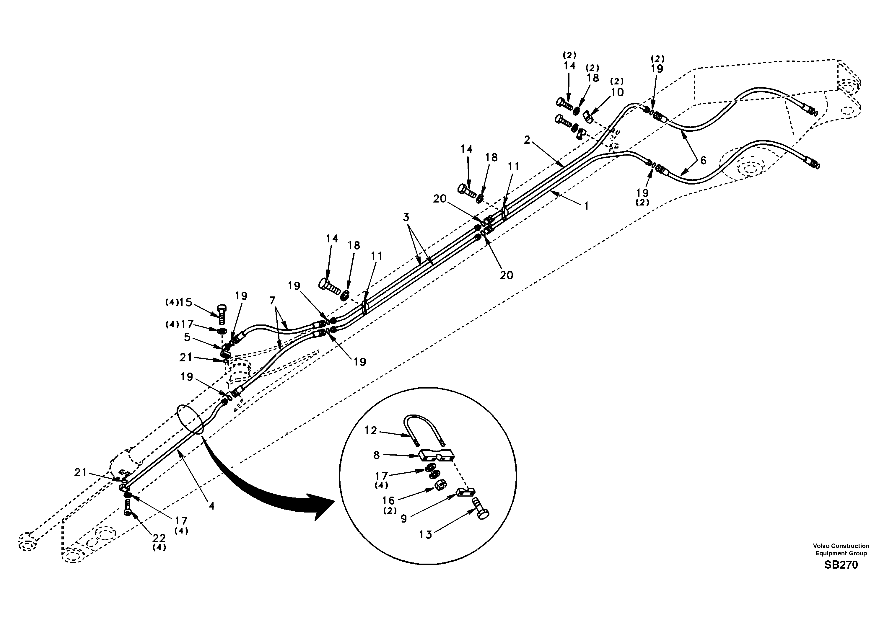 Схема запчастей Volvo EC240 - 40350 Working hydraulic, long dipper arm 