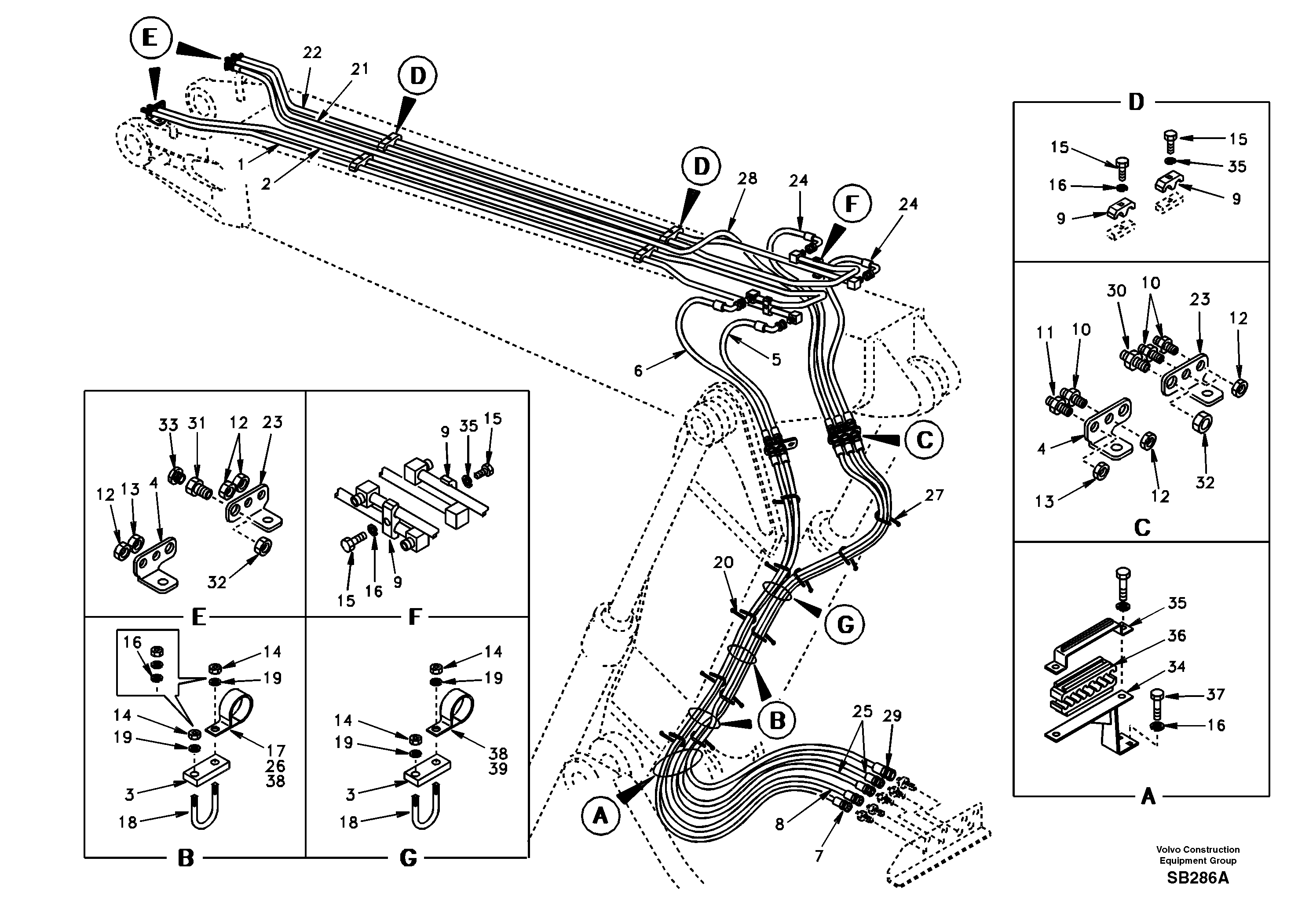 Схема запчастей Volvo EC240 - 17670 Quickfit and rotator hydraulic, adjustable boom 