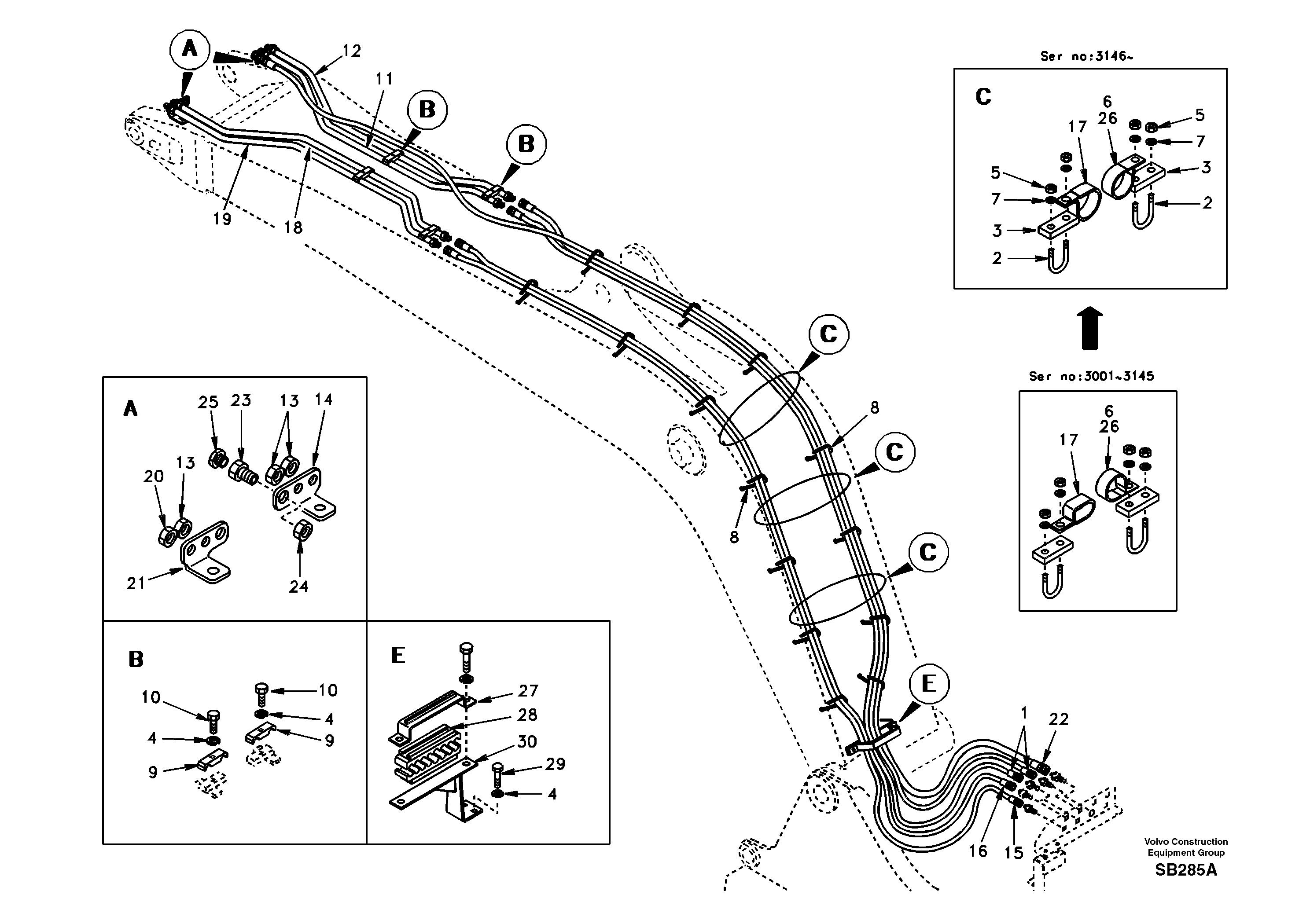 Схема запчастей Volvo EC240 - 37695 Quickfit and rotator hydraulic boom 