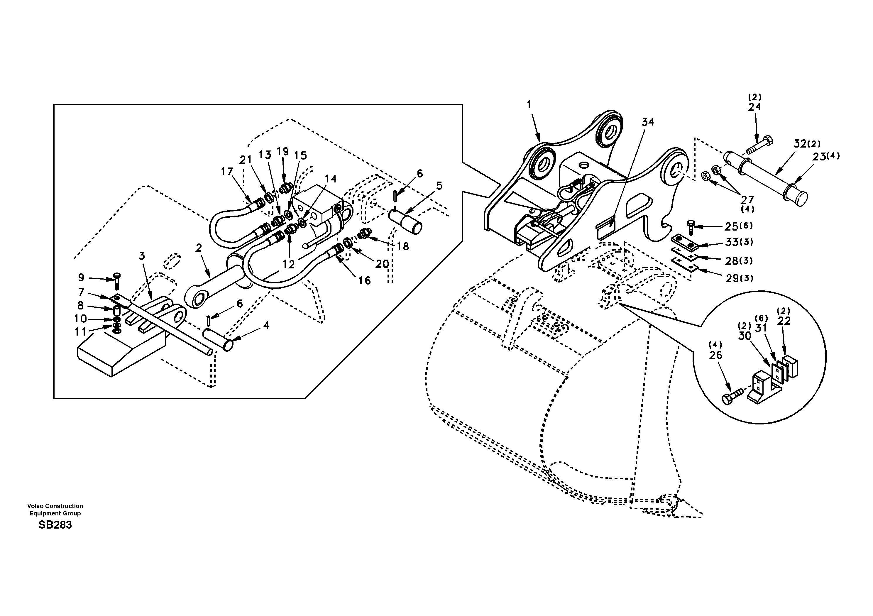 Схема запчастей Volvo EC240 - 72235 Attachment bracket, quickfit 