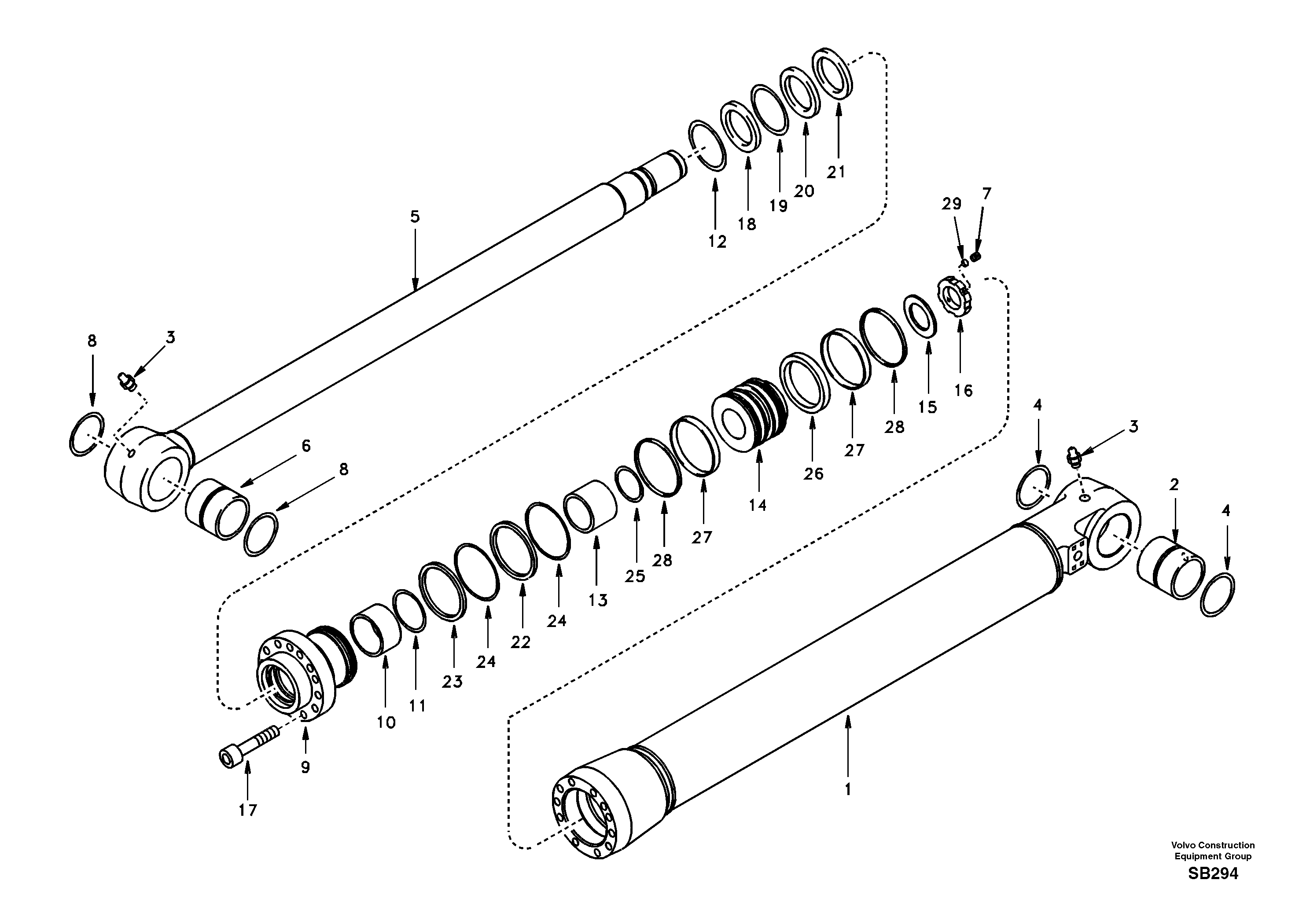 Схема запчастей Volvo EC240 - 103514 Цилиндр ковша 