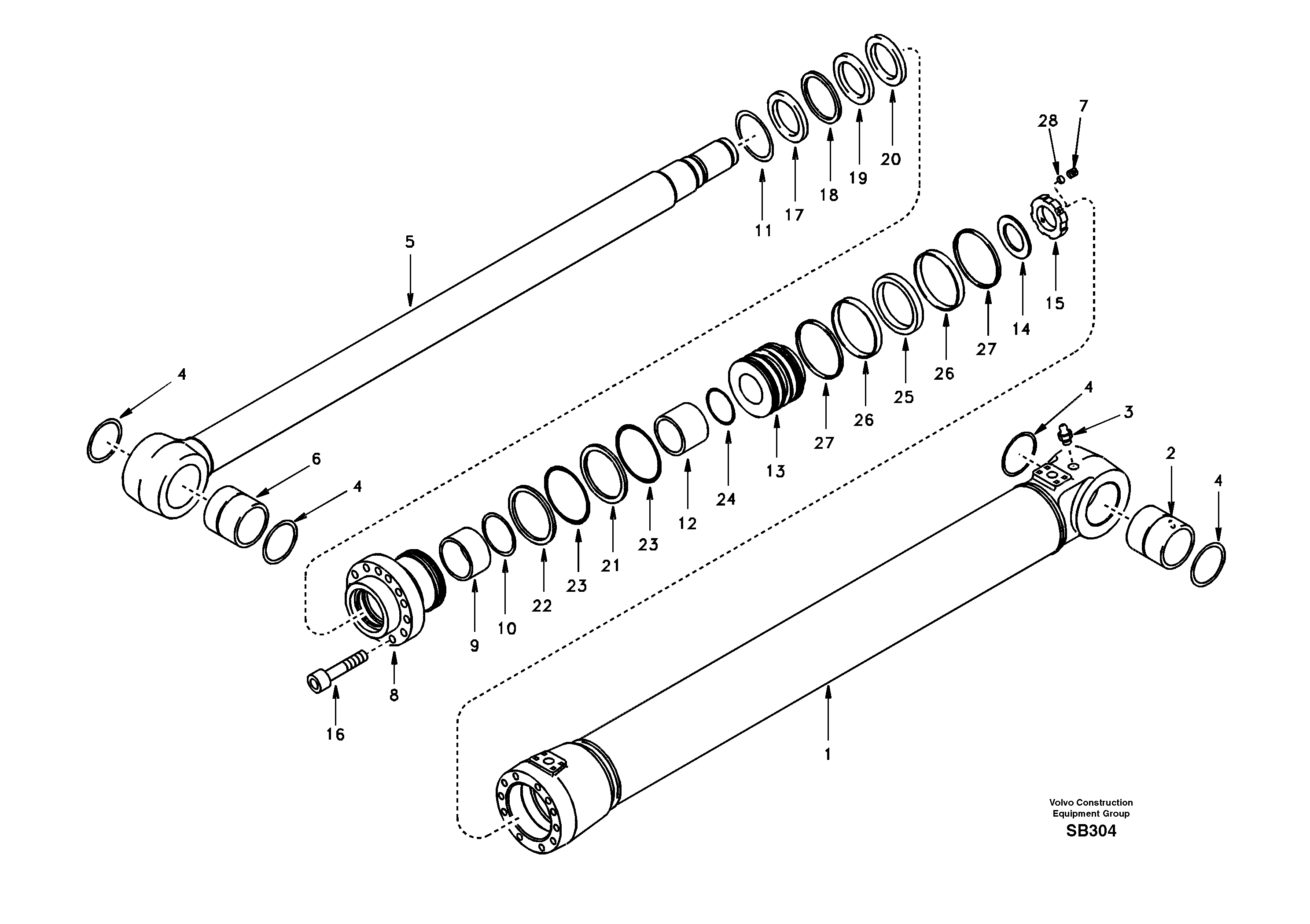 Схема запчастей Volvo EC240 - 106164 Гидроцилиндр стрелы 