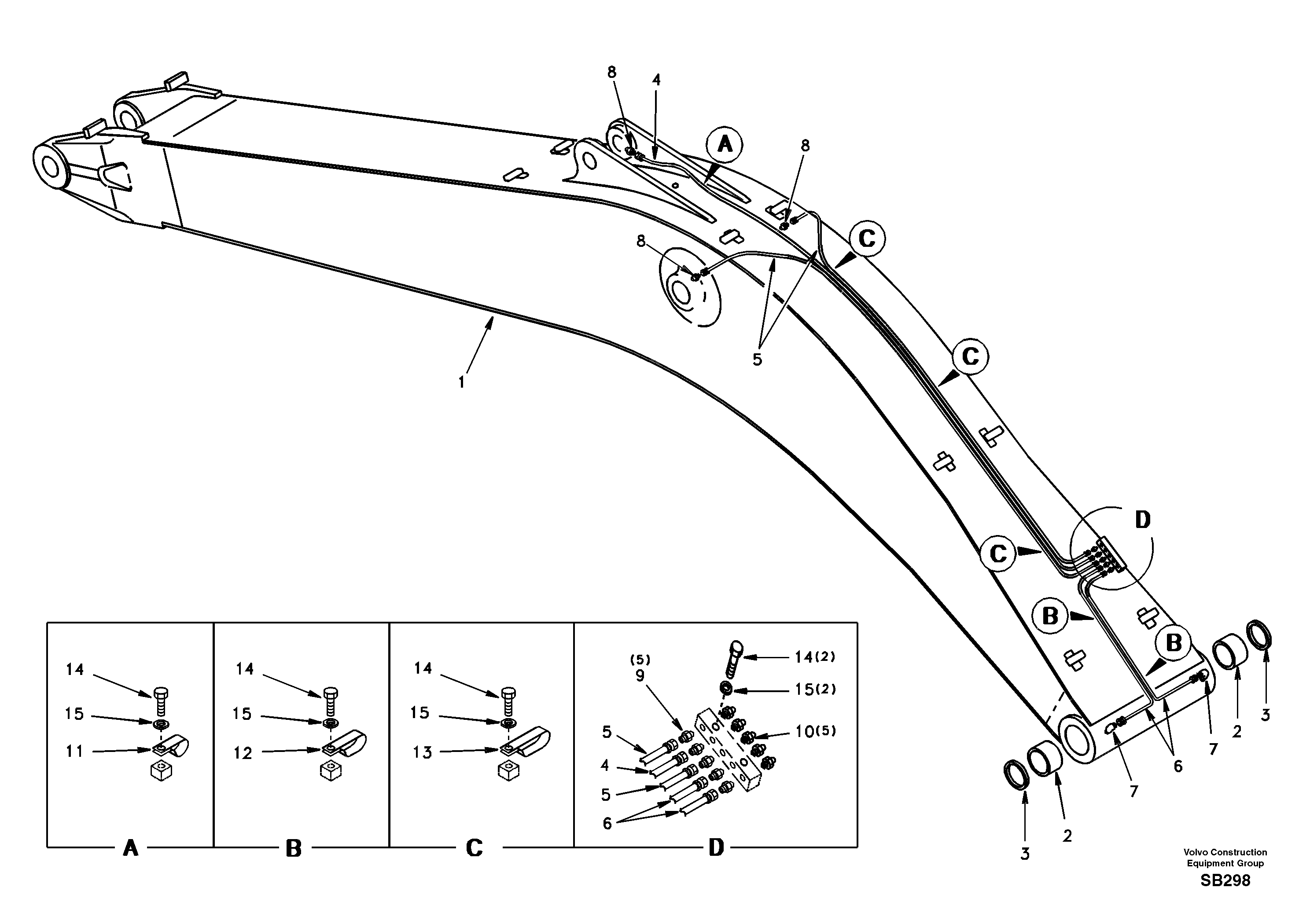 Схема запчастей Volvo EC240 - 31678 Boom and grease piping, mono 