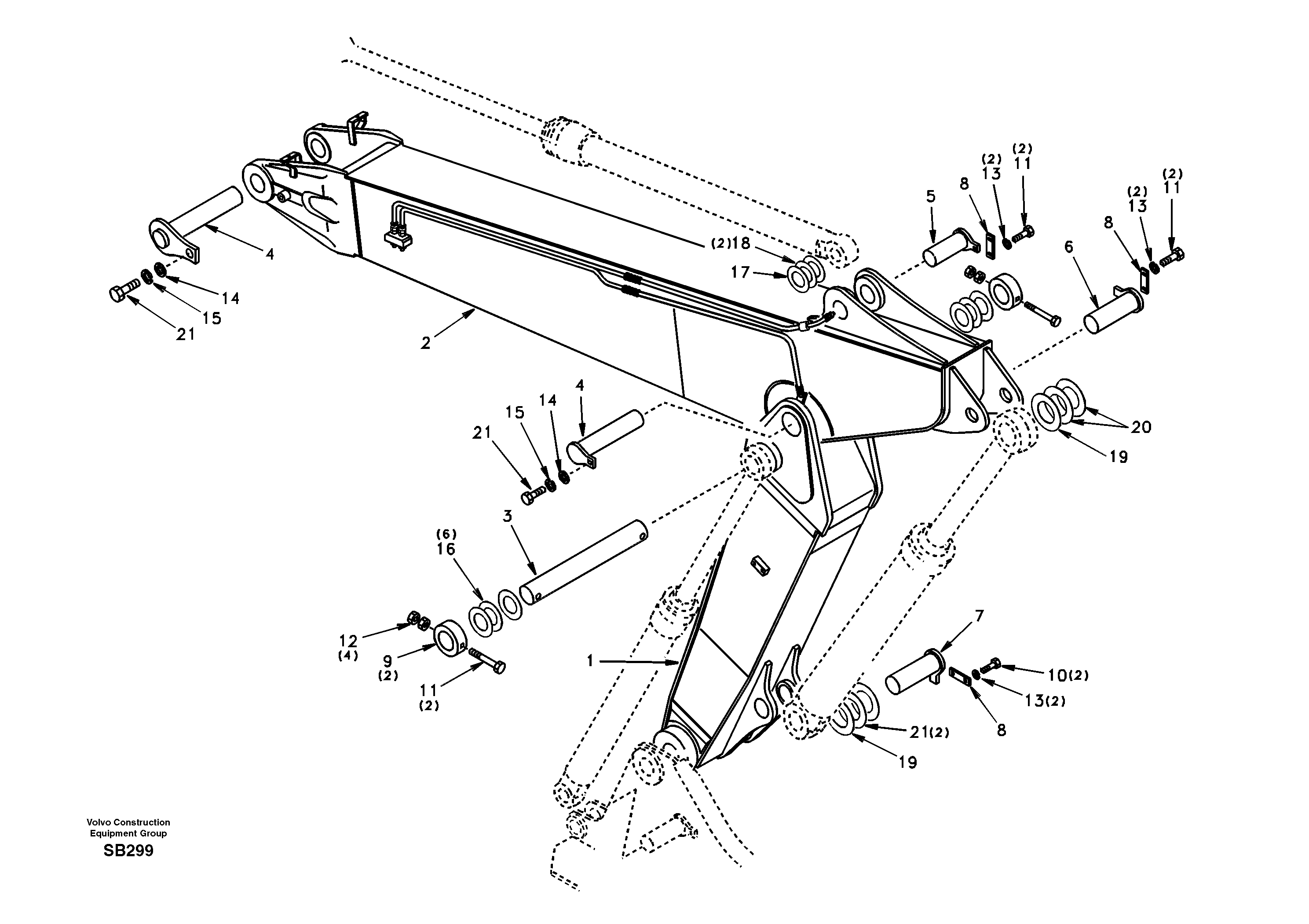 Схема запчастей Volvo EC240 - 31679 Links to boom, adjustable 