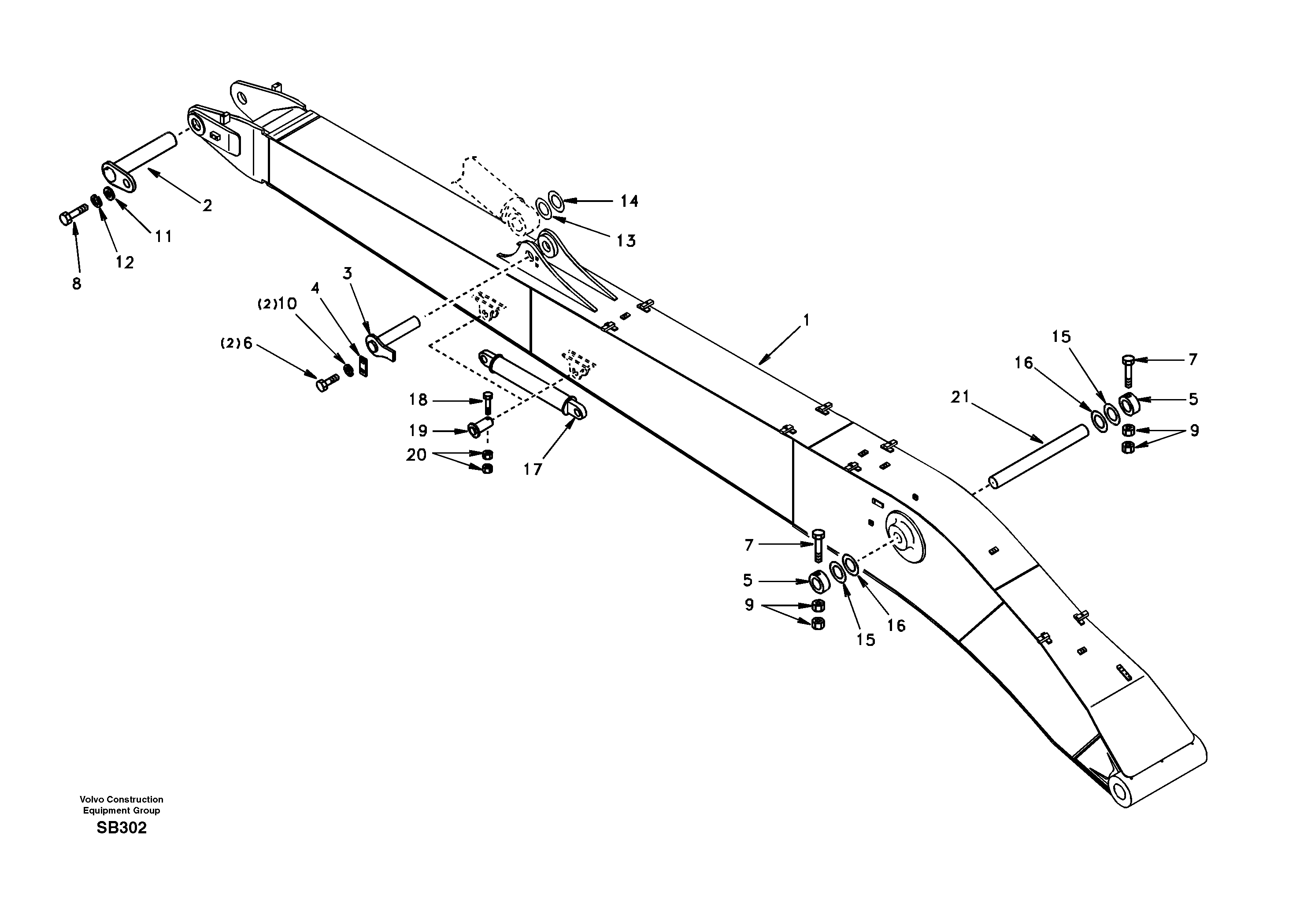 Схема запчастей Volvo EC240 - 38818 Links to boom, super long 