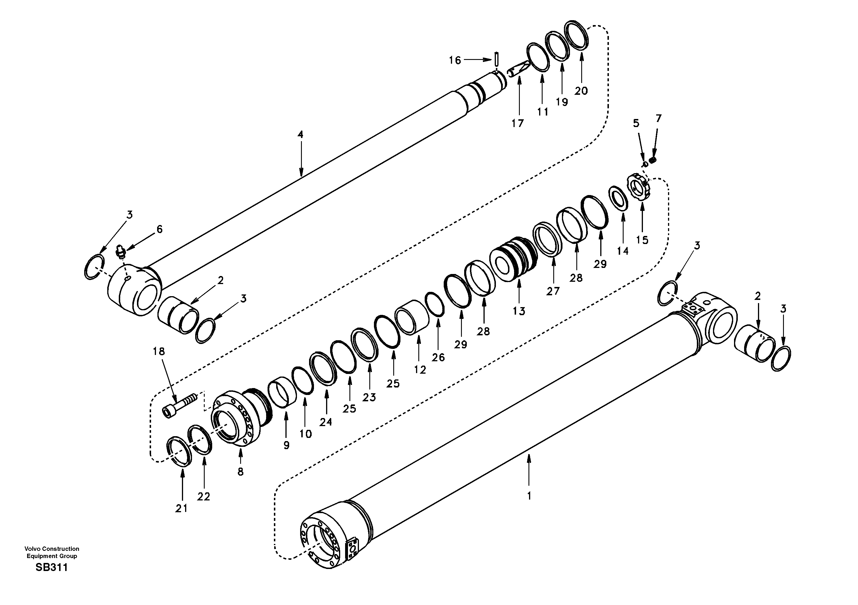 Схема запчастей Volvo EC240 - 32886 Dipper arm cylinder 