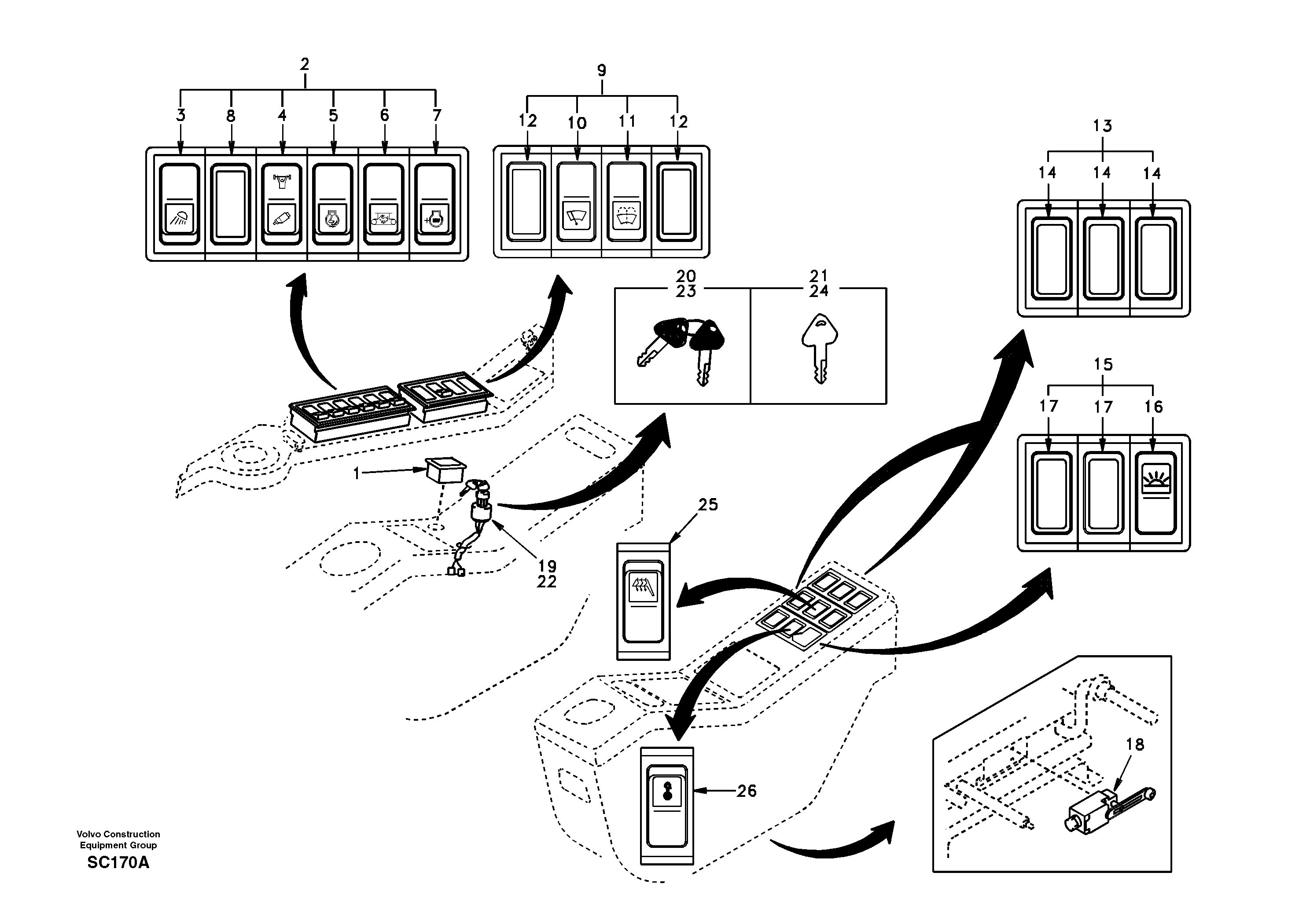 Схема запчастей Volvo EC140 - 38094 Переключатель 