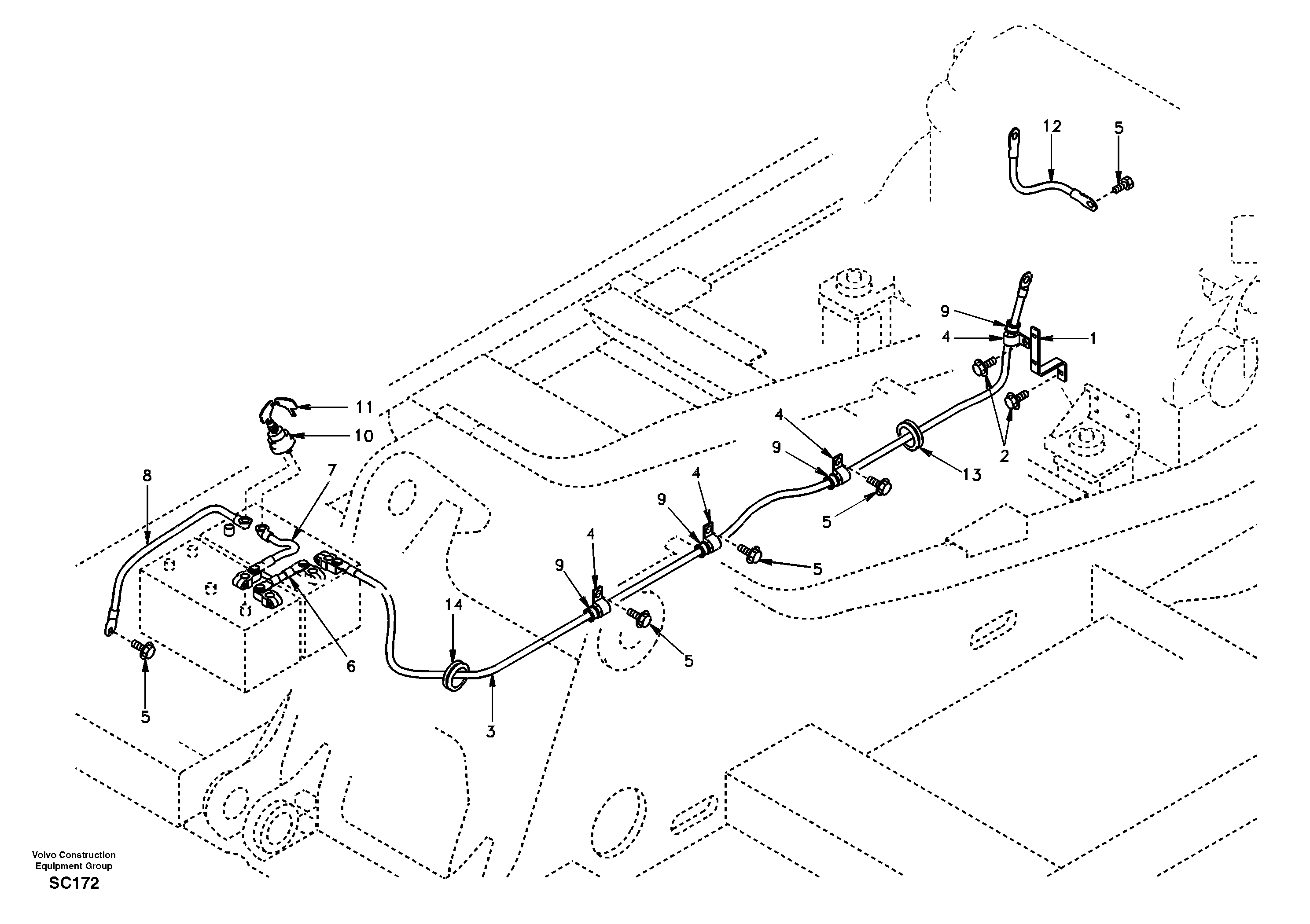 Схема запчастей Volvo EC140 - 38111 Cables, battery 