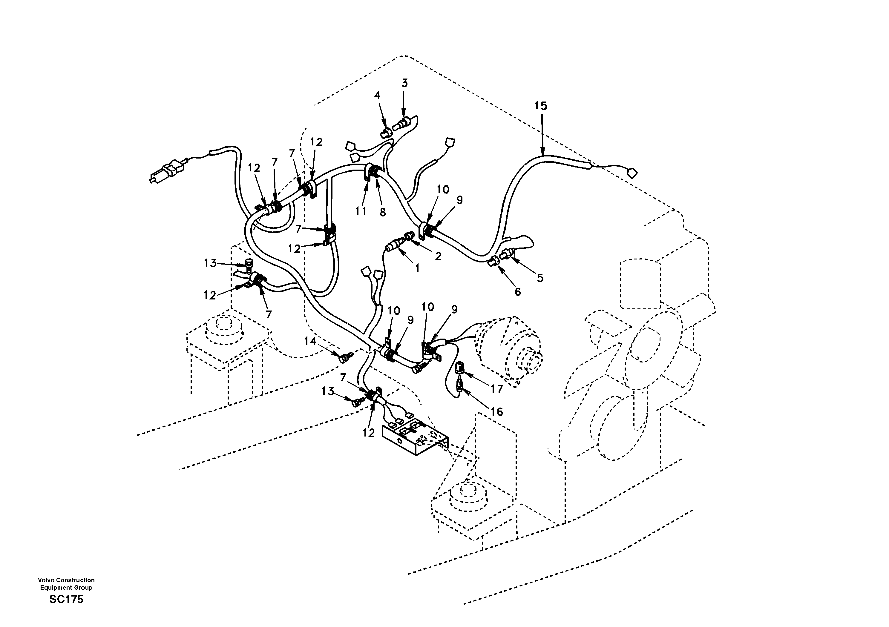 Схема запчастей Volvo EC140 - 38782 Cable harness, engine 