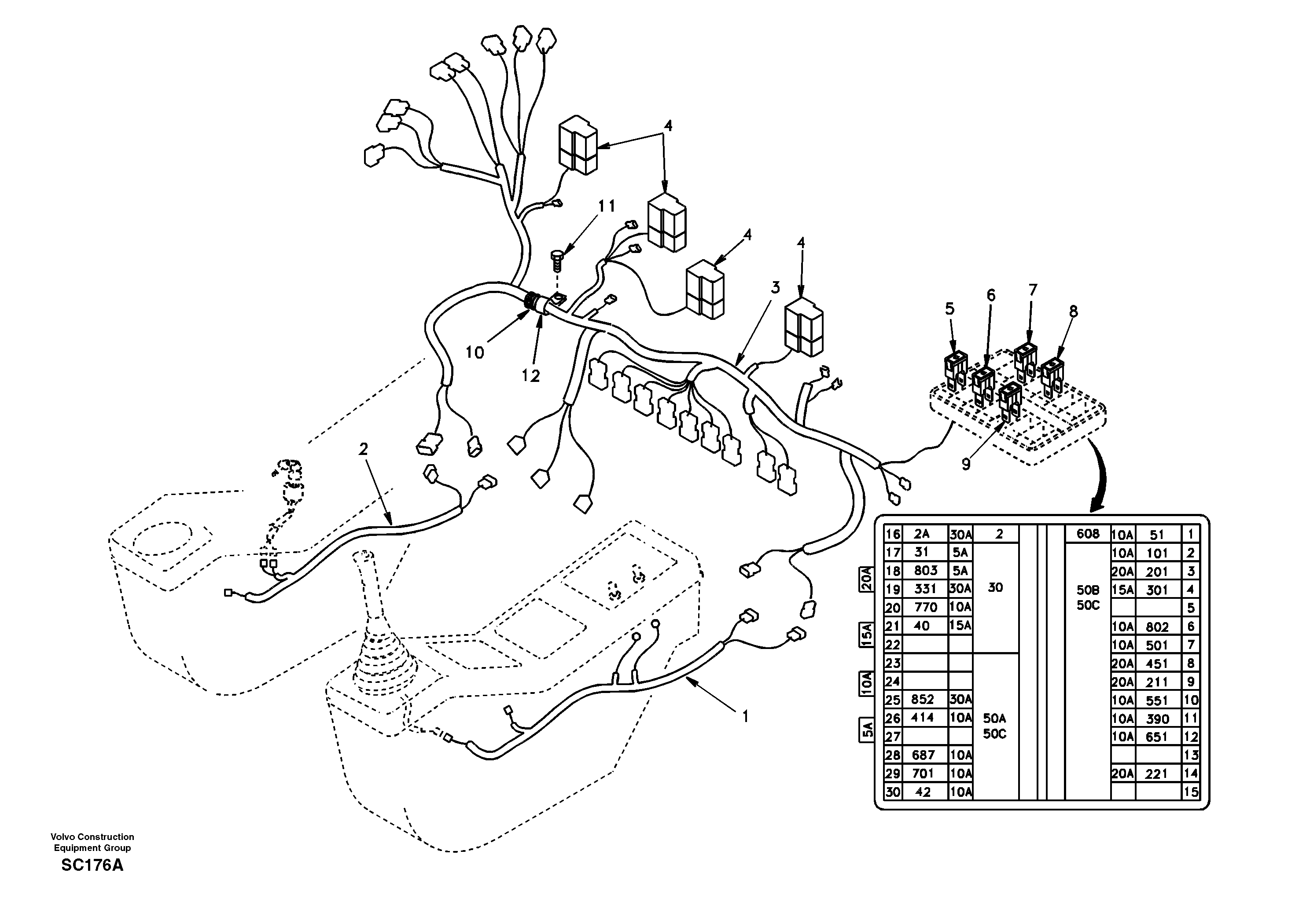 Схема запчастей Volvo EC140 - 94362 Cable and wire harness, instrument panel 