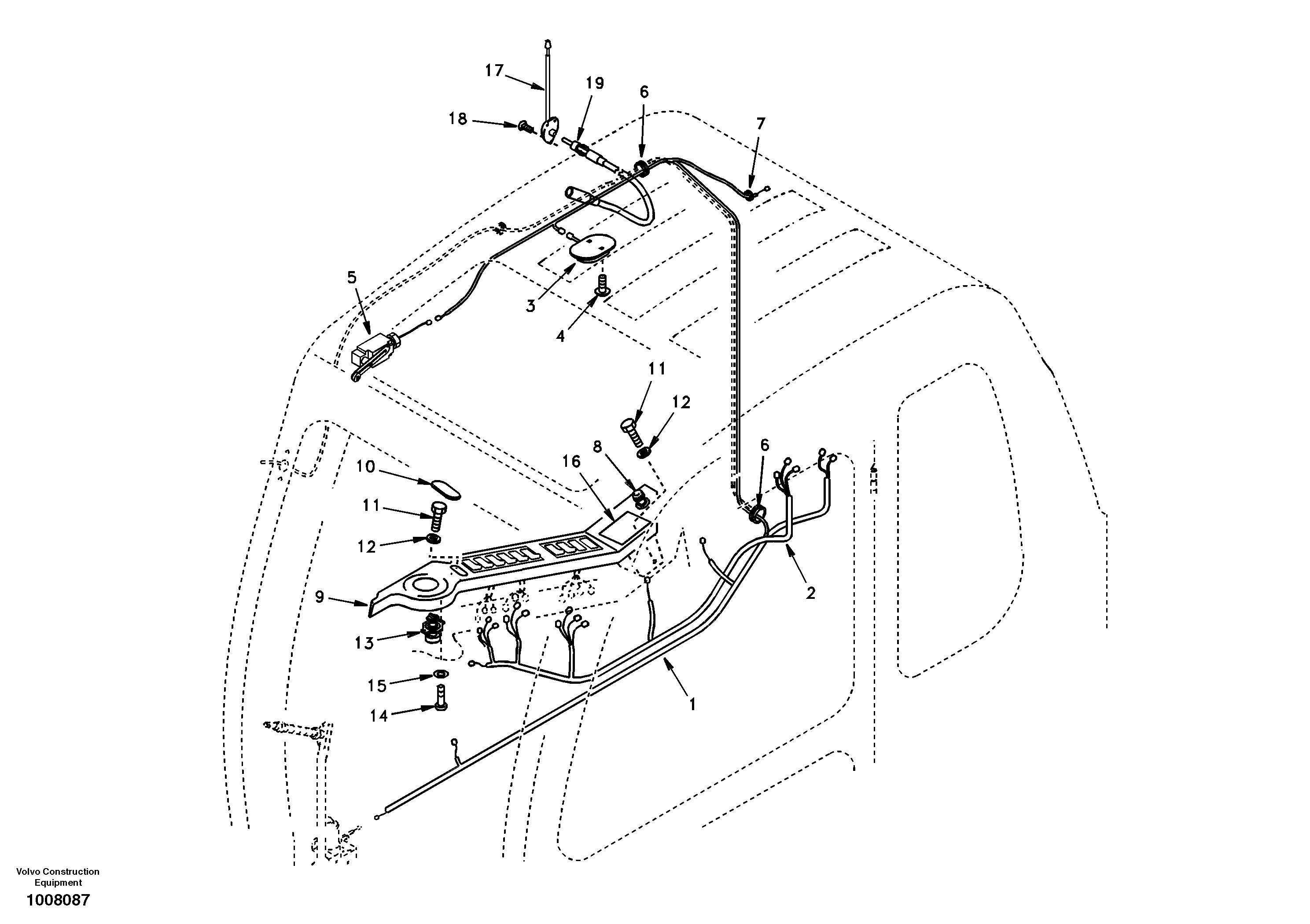 Схема запчастей Volvo EC140 - 99454 Cable harnesses, cab 