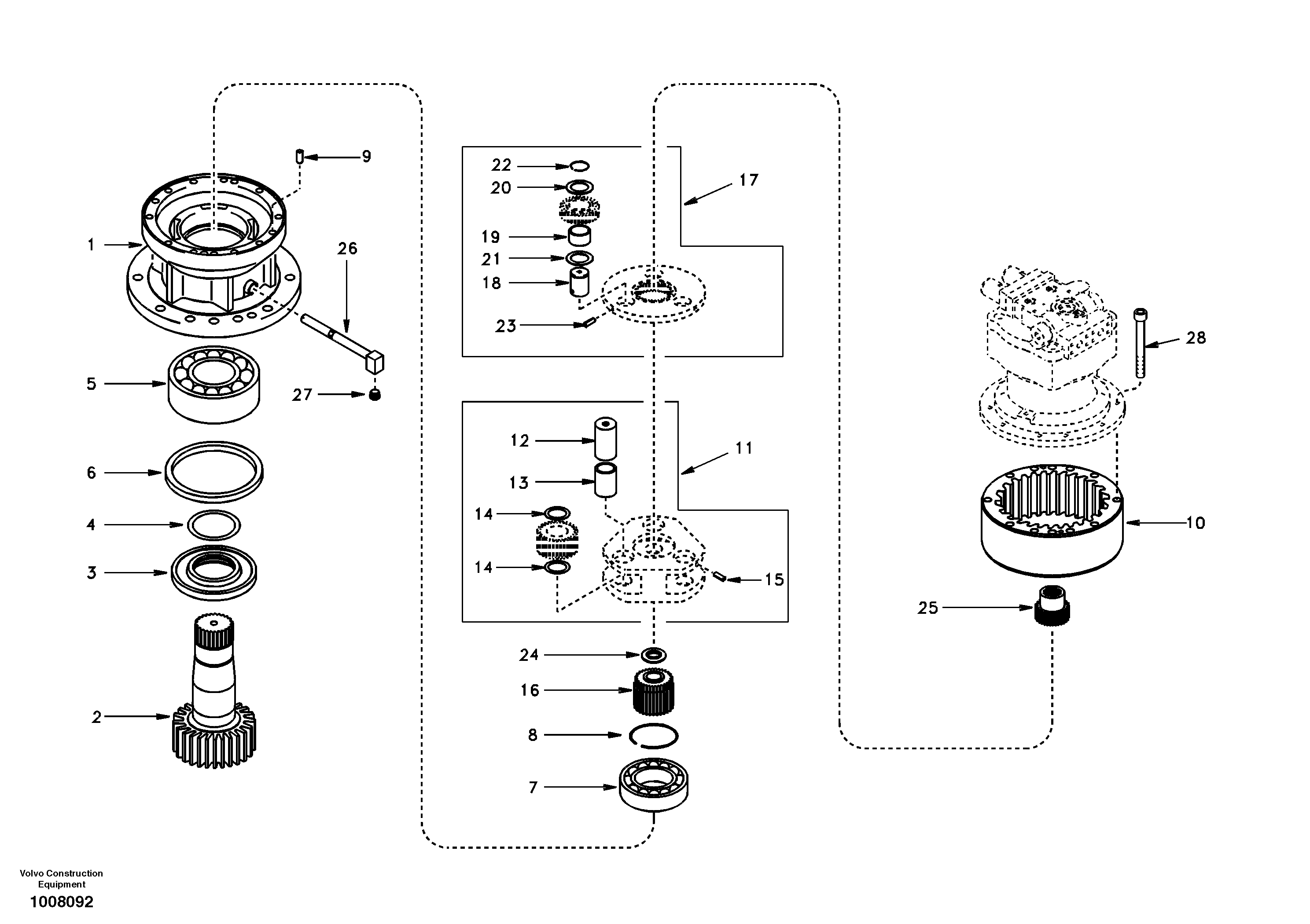 Схема запчастей Volvo EC140 - 95783 Swing gearbox 