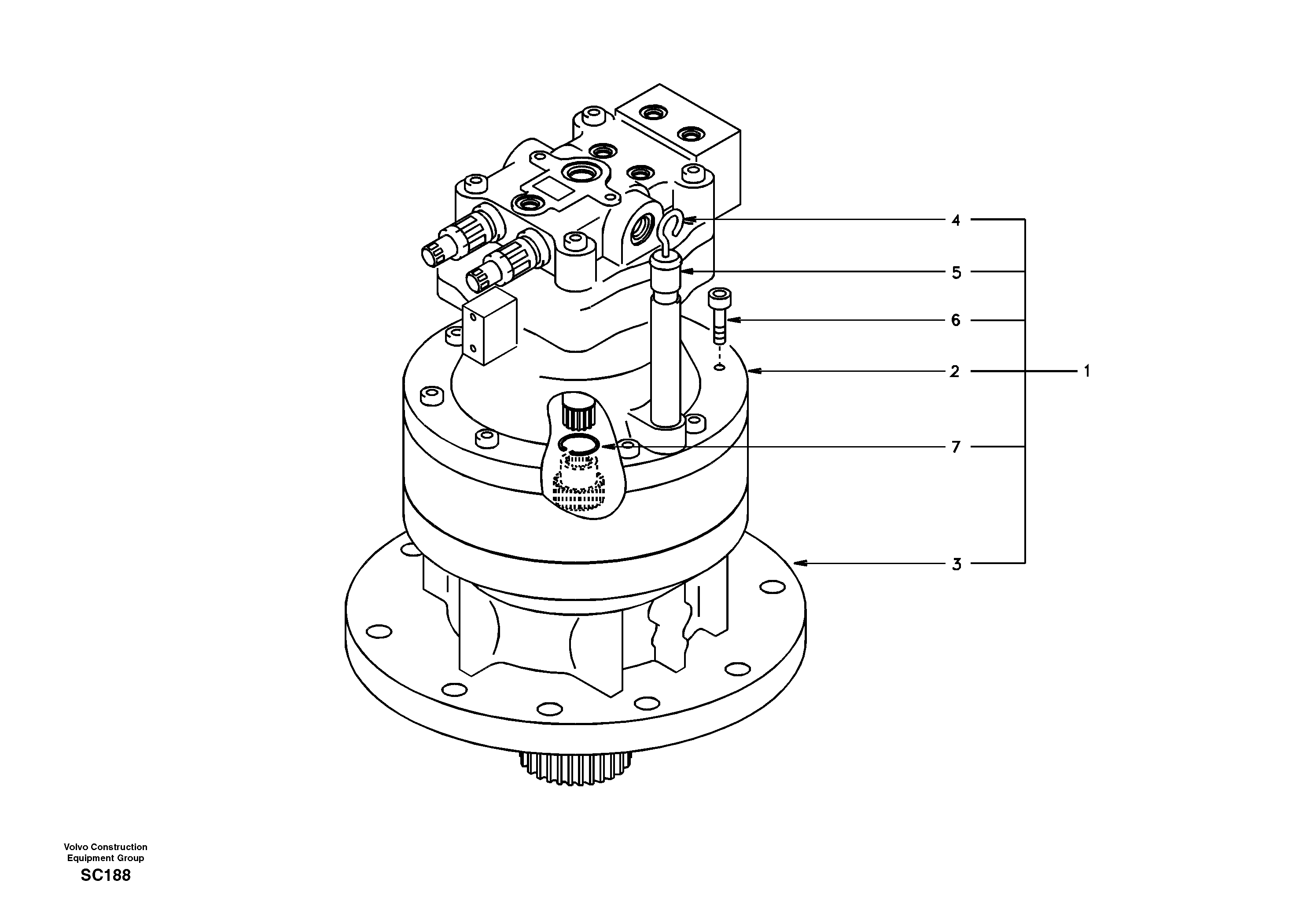 Схема запчастей Volvo EC140 - 41113 Swing motor with mounting parts 