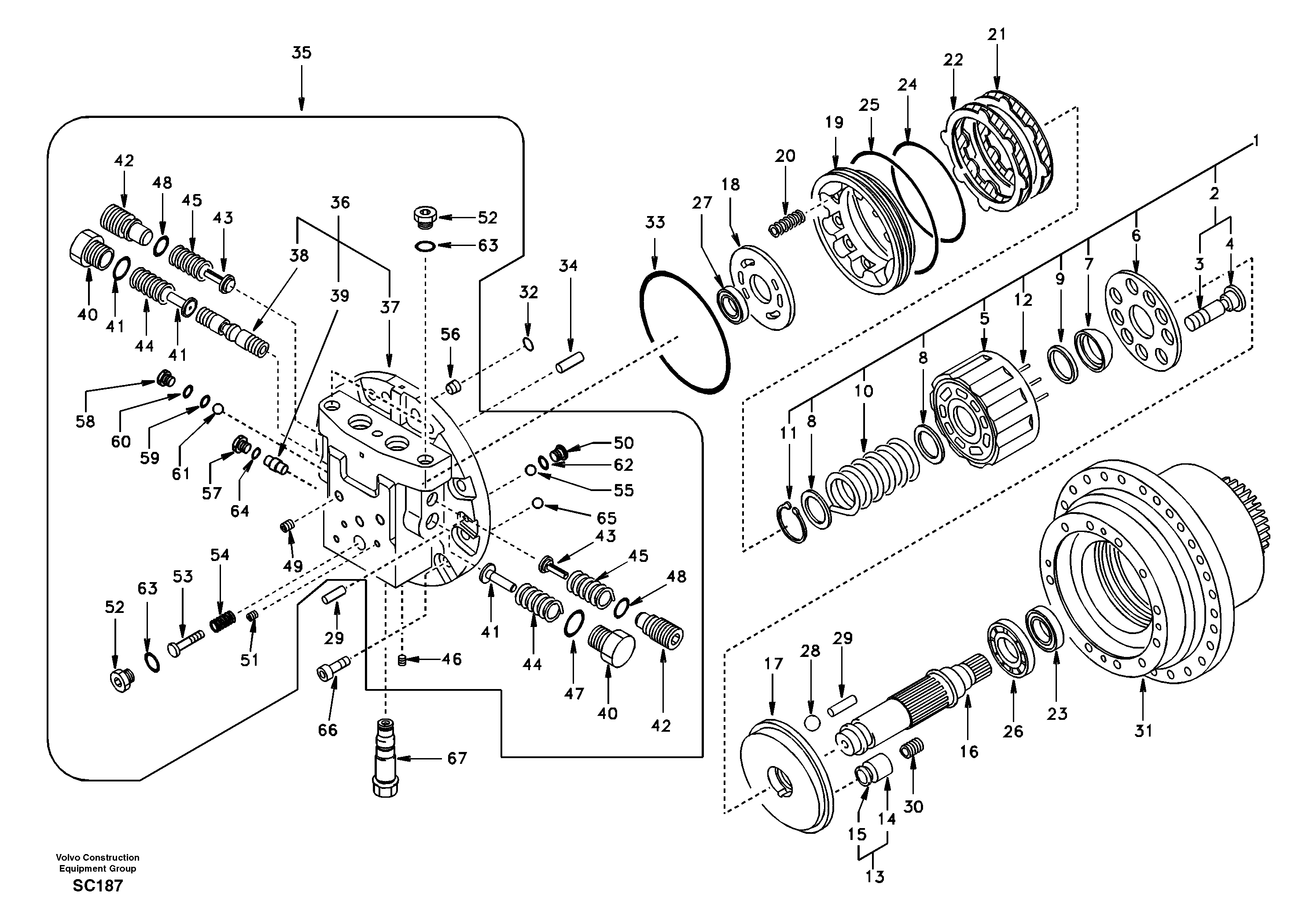 Схема запчастей Volvo EC140 - 98259 Гидромотор хода 