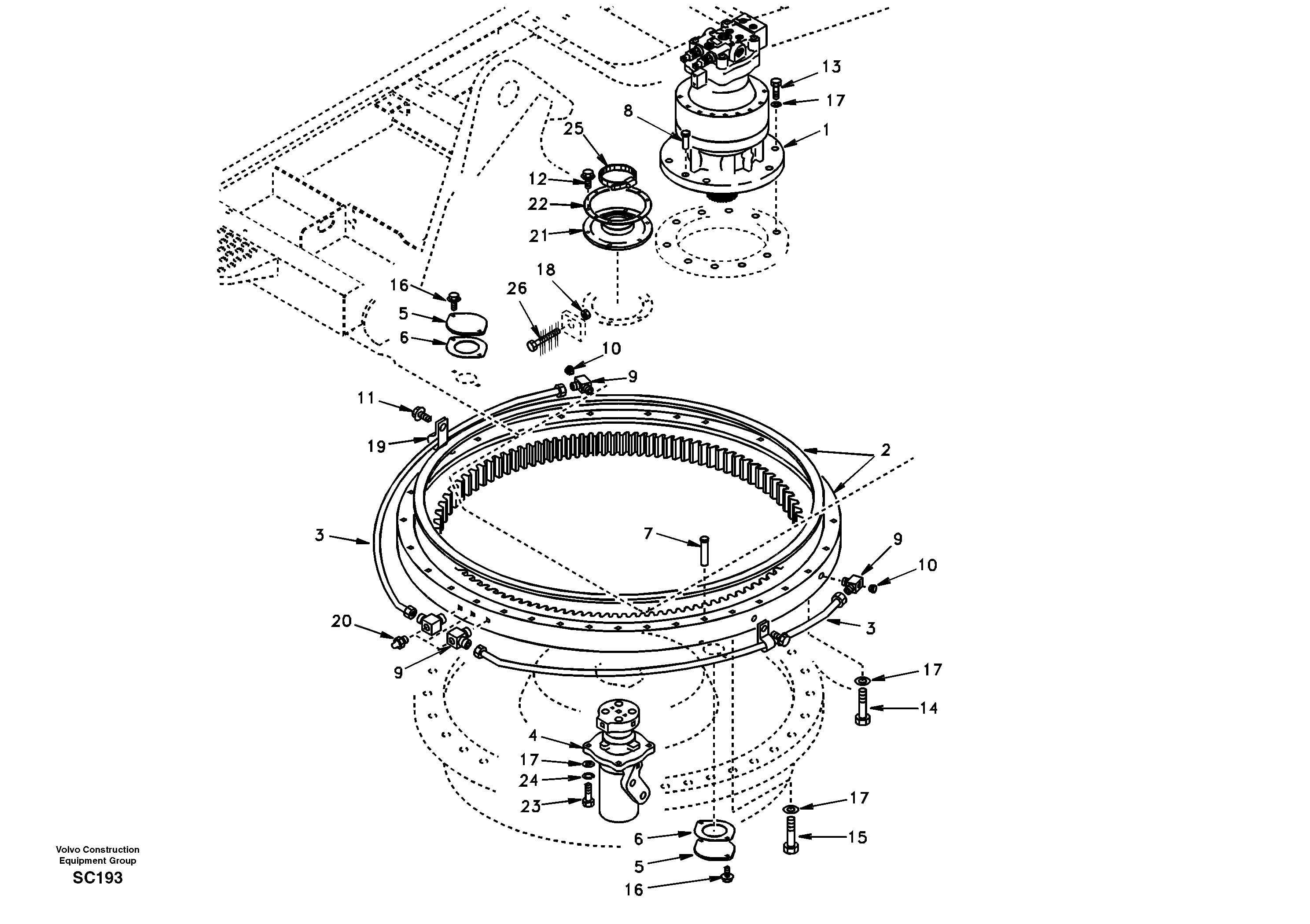 Схема запчастей Volvo EC140 - 50796 Swing system 