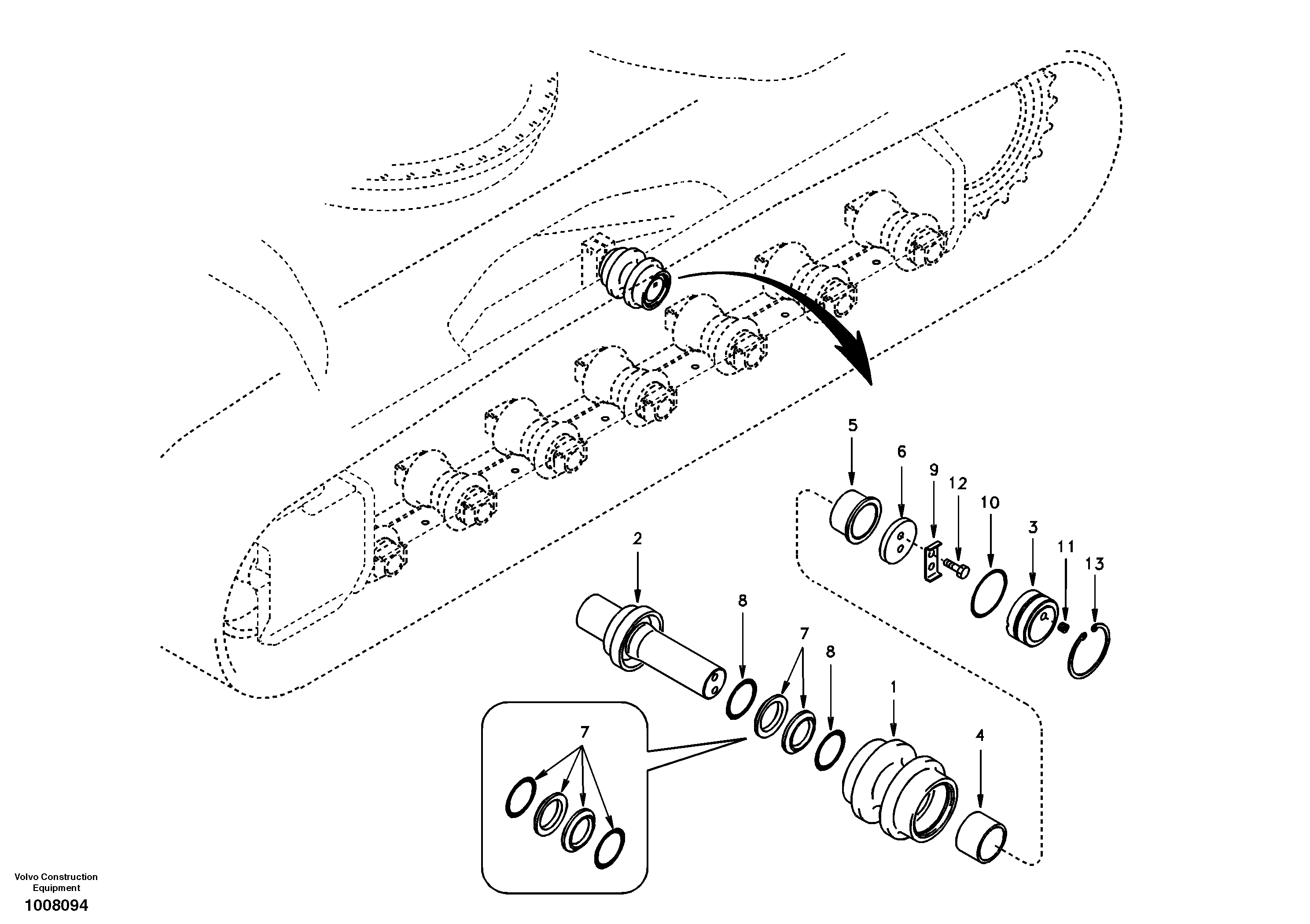 Схема запчастей Volvo EC140 - 37678 Top roller 