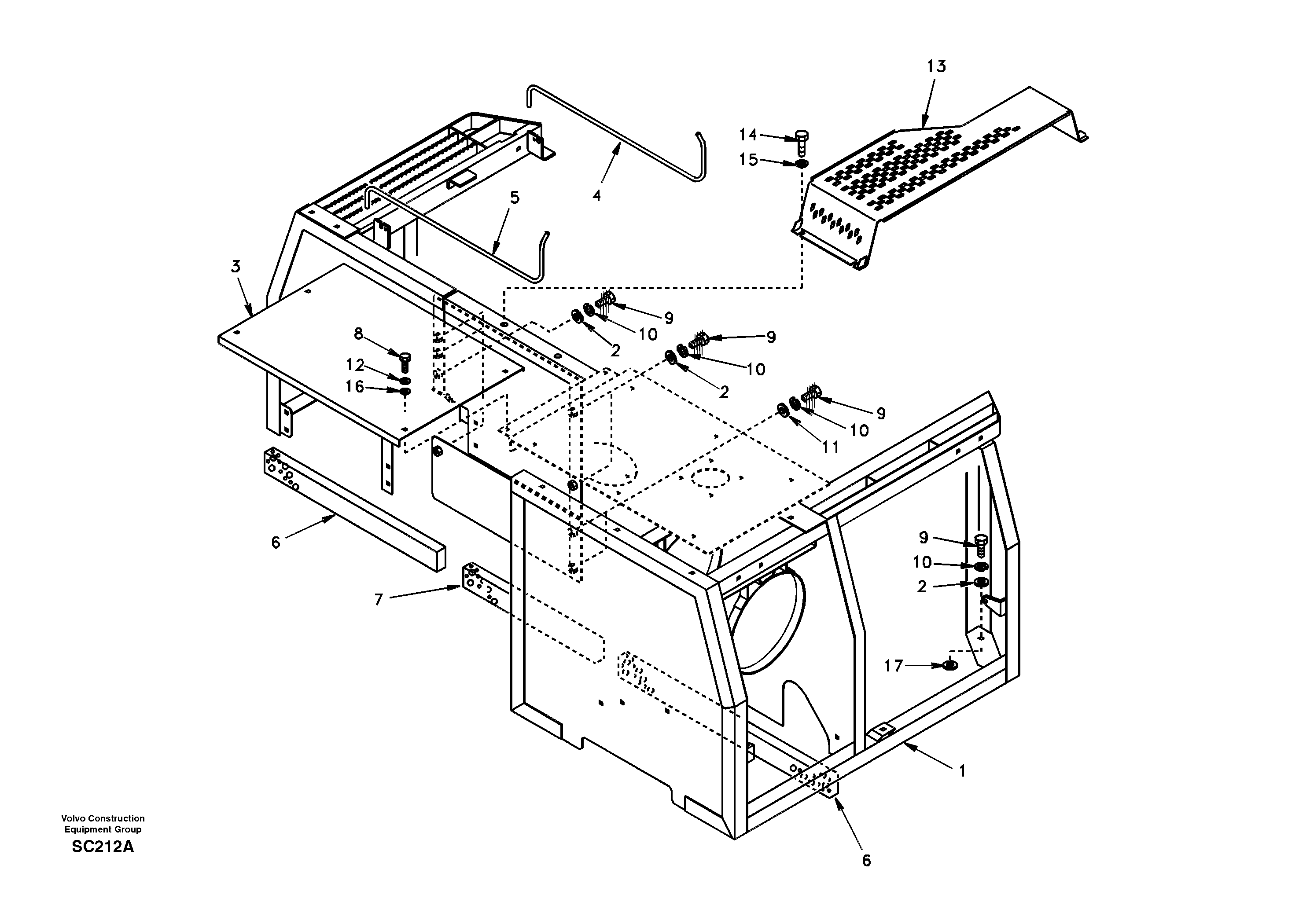 Схема запчастей Volvo EC140 - 7690 Cowl frame, cover and hood 