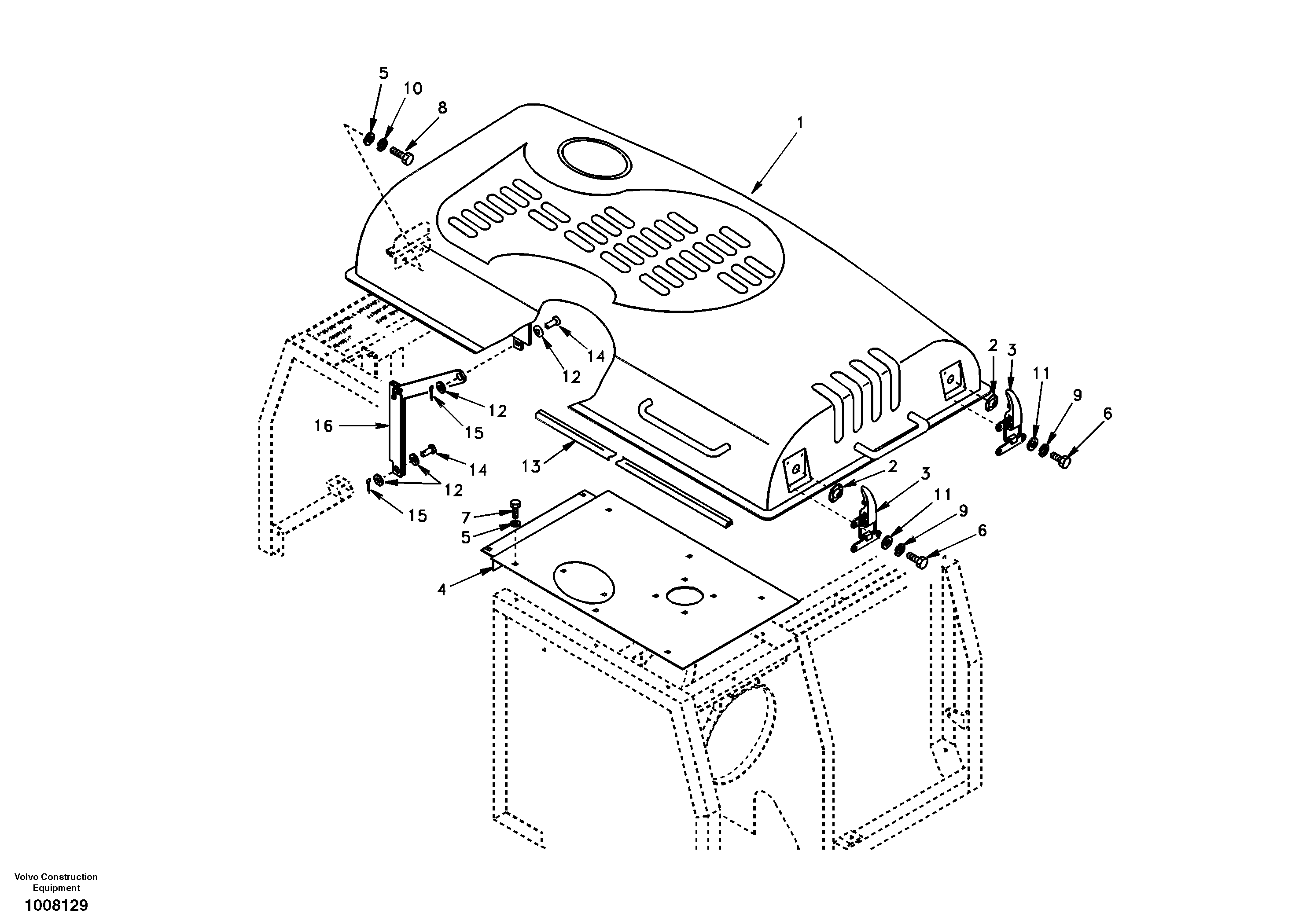 Схема запчастей Volvo EC140 - 7692 Cowl frame, cover and hood 