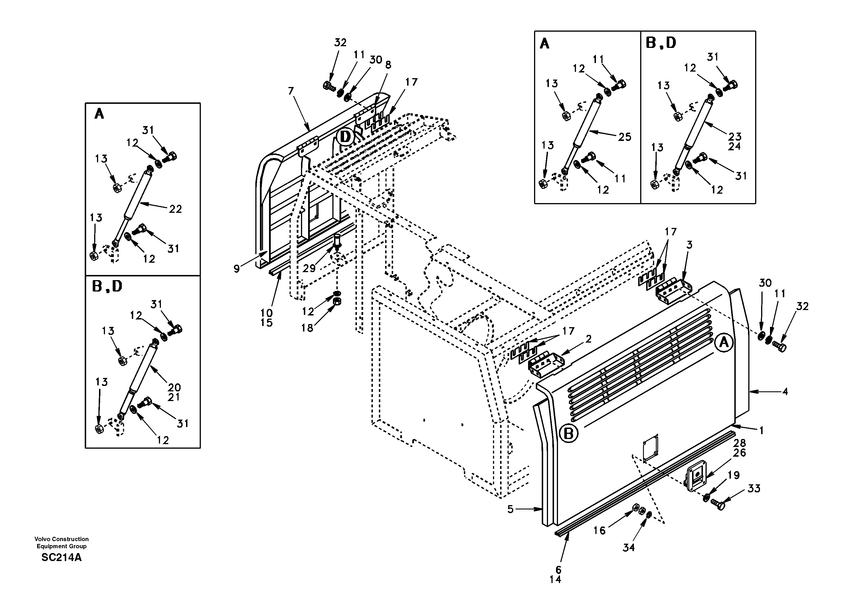 Схема запчастей Volvo EC140 - 7698 Door, side 