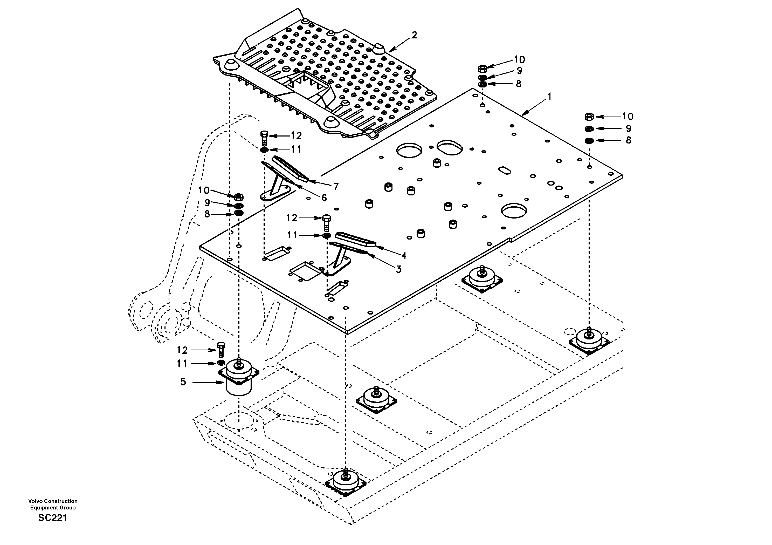 Схема запчастей Volvo EC140 - 101575 Cabin floor 