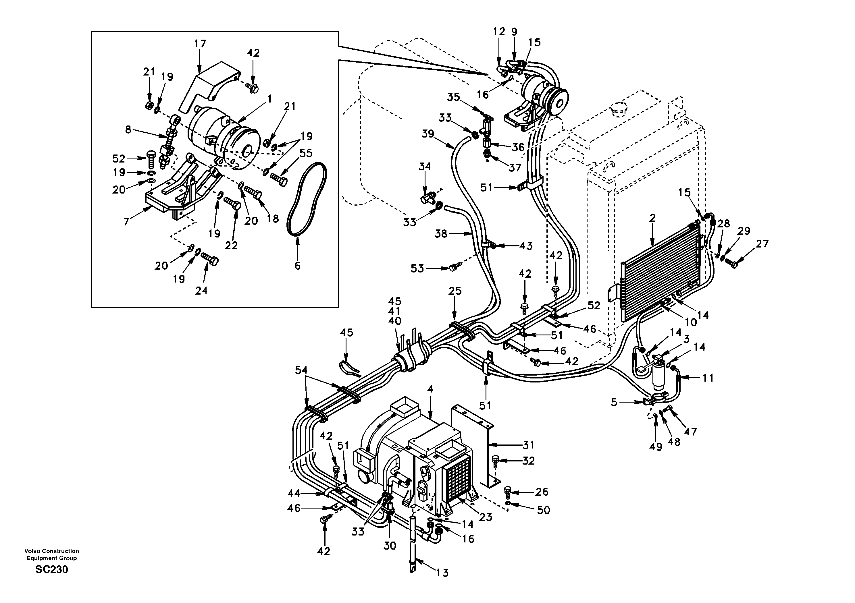 Схема запчастей Volvo EC140 - 46192 Air conditioning line, cooling and heater 