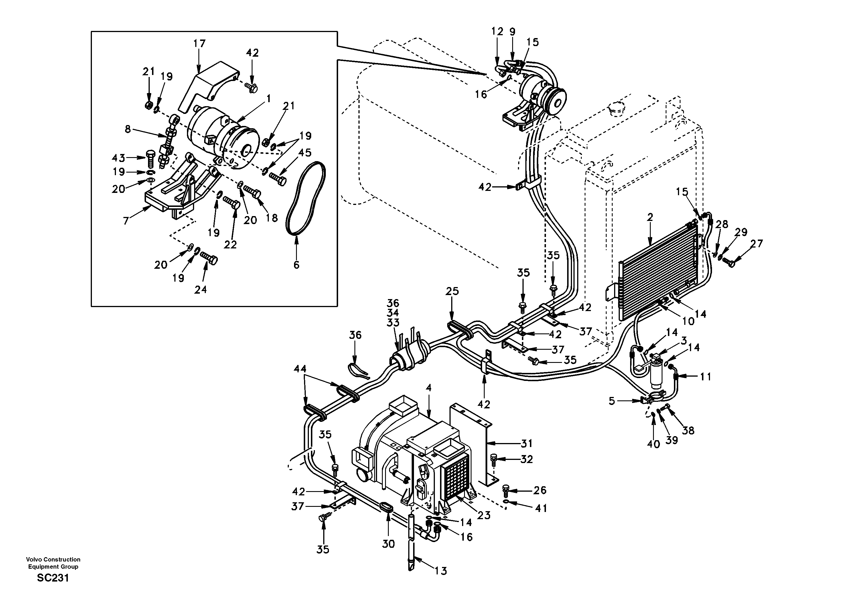 Схема запчастей Volvo EC140 - 46197 Air conditioning unit line 