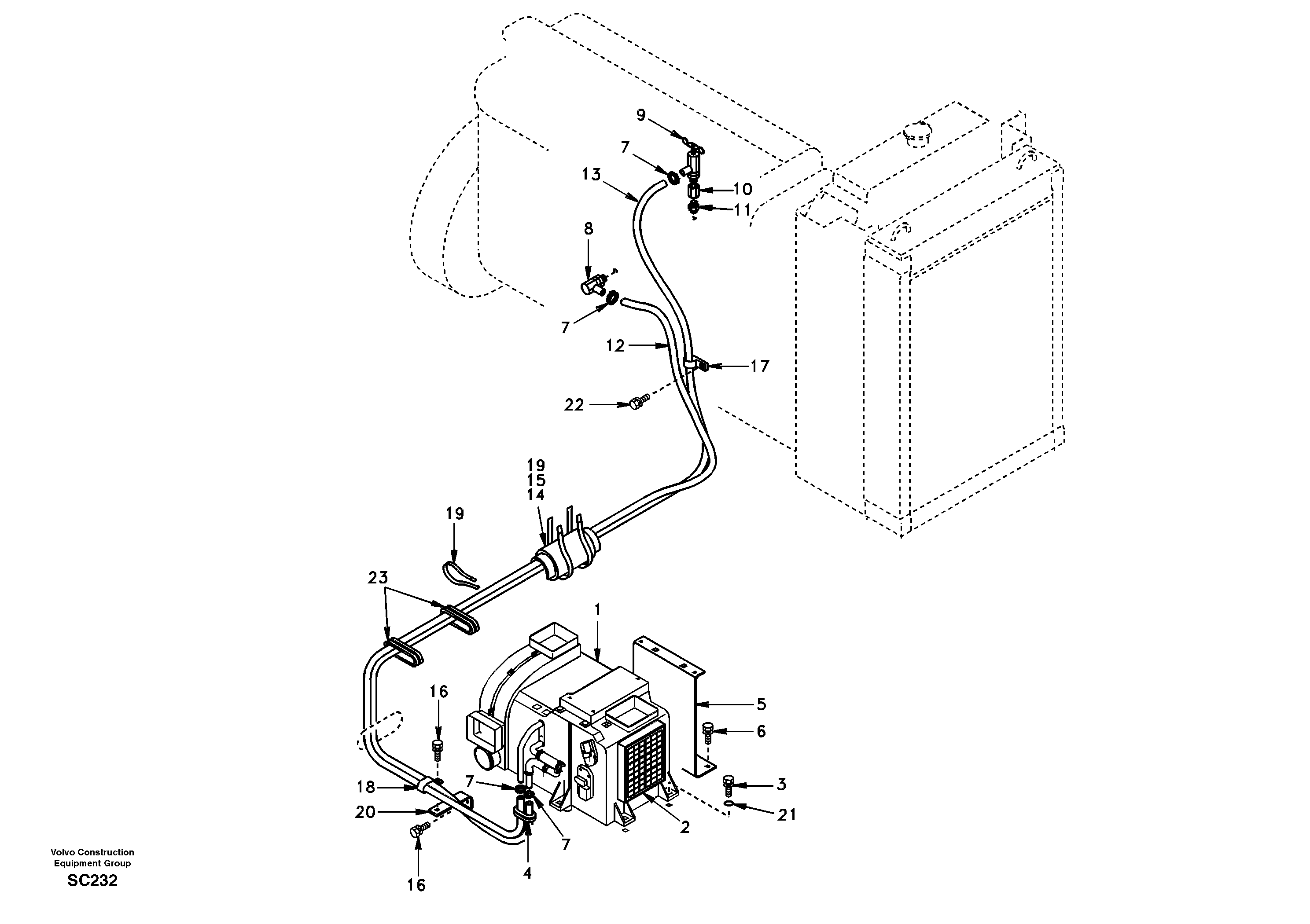 Схема запчастей Volvo EC140 - 46203 Heating line 