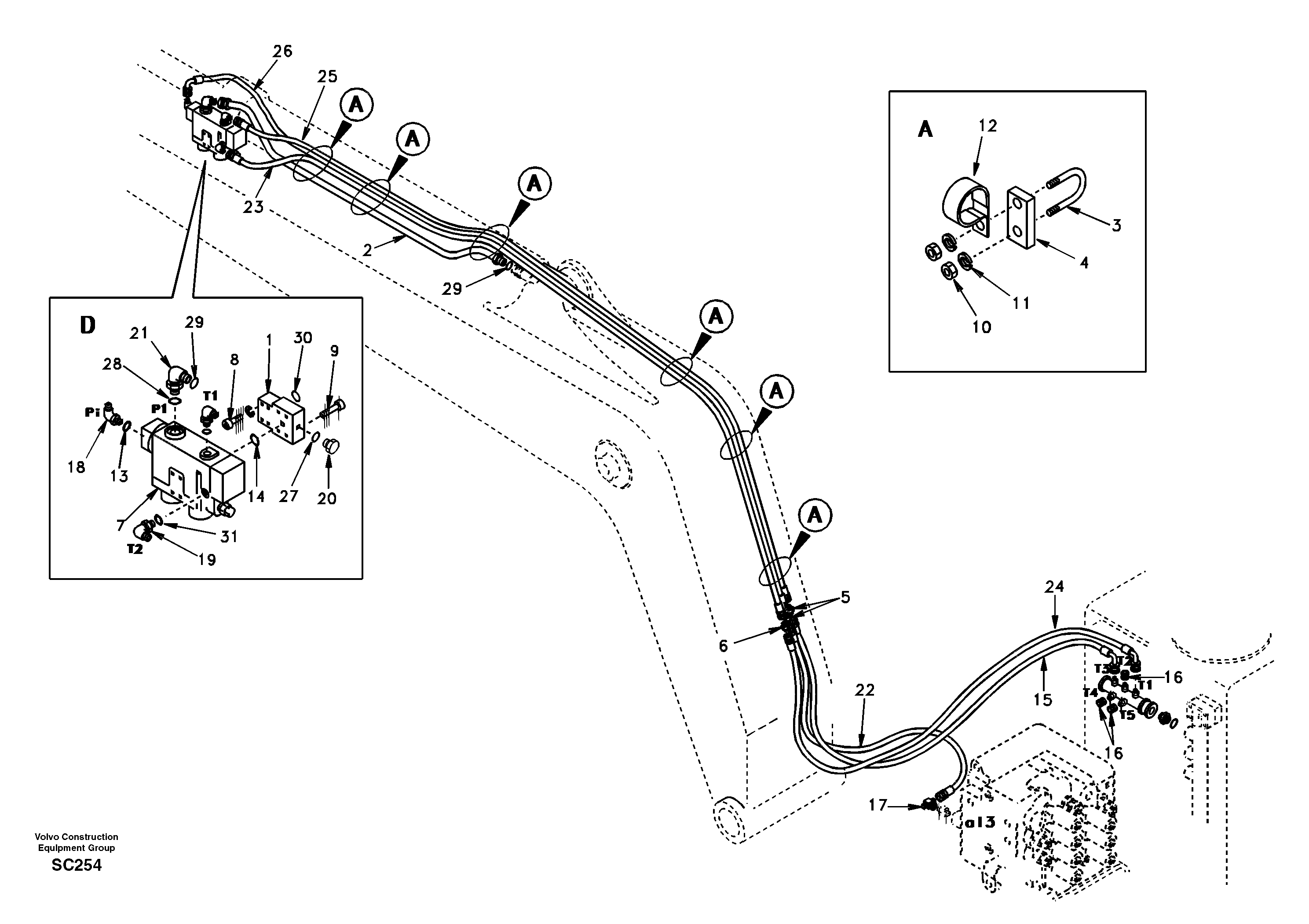 Схема запчастей Volvo EC140 - 17456 Working hydraulic, dipper arm rupture 