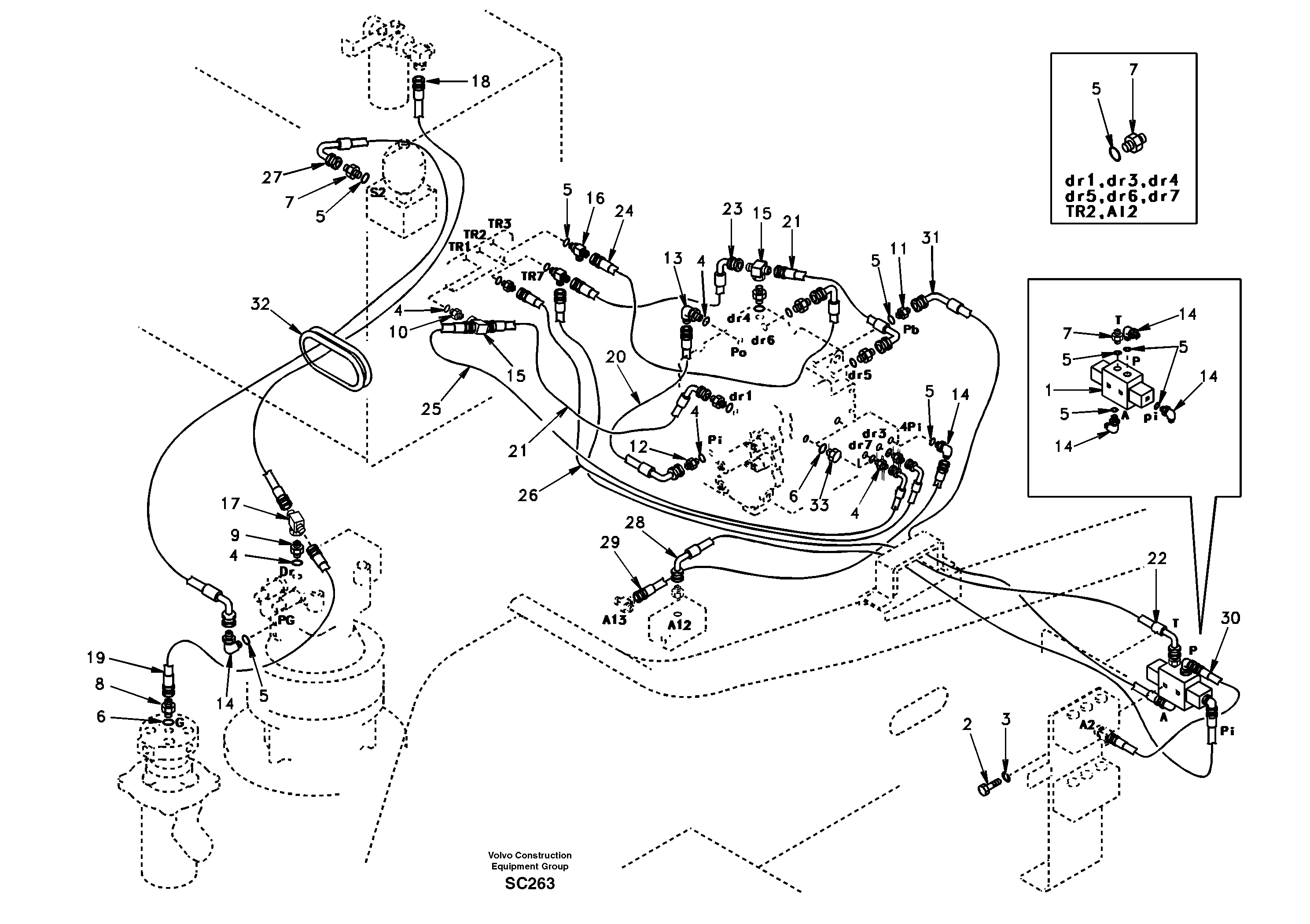 Схема запчастей Volvo EC140 - 14599 Servo hydraulics, return line tank 