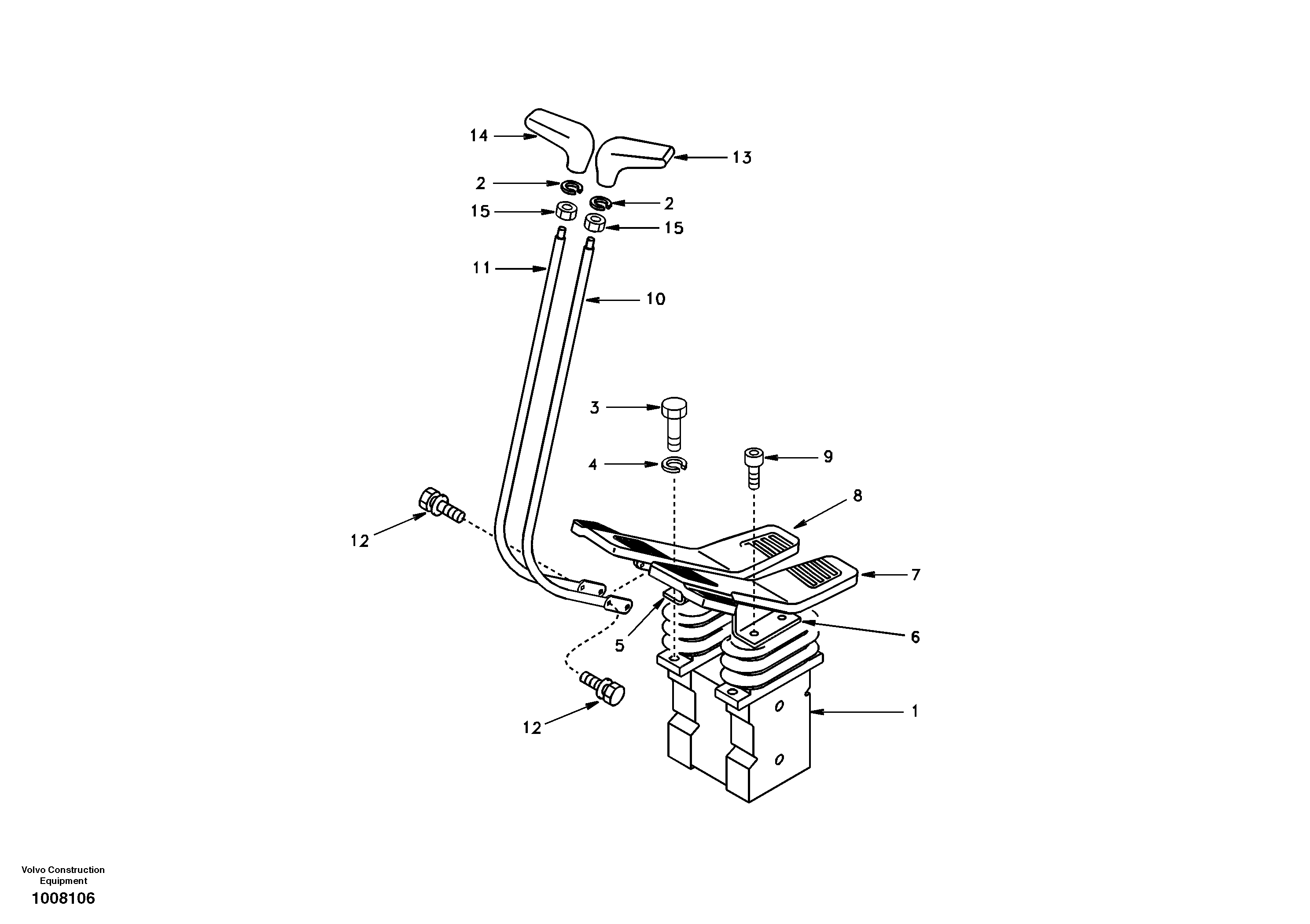 Схема запчастей Volvo EC140 - 46041 Remote control valve pedal with fitting parts 